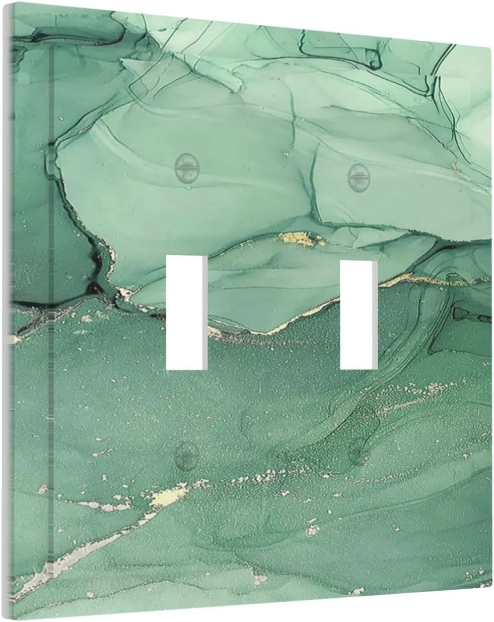 Decorative Switch Plates Simple Green Marble 2 Gang Double Toggle Outlet Light Switch Cover Wall Plate Electrical Faceplate for living Room Office Decor