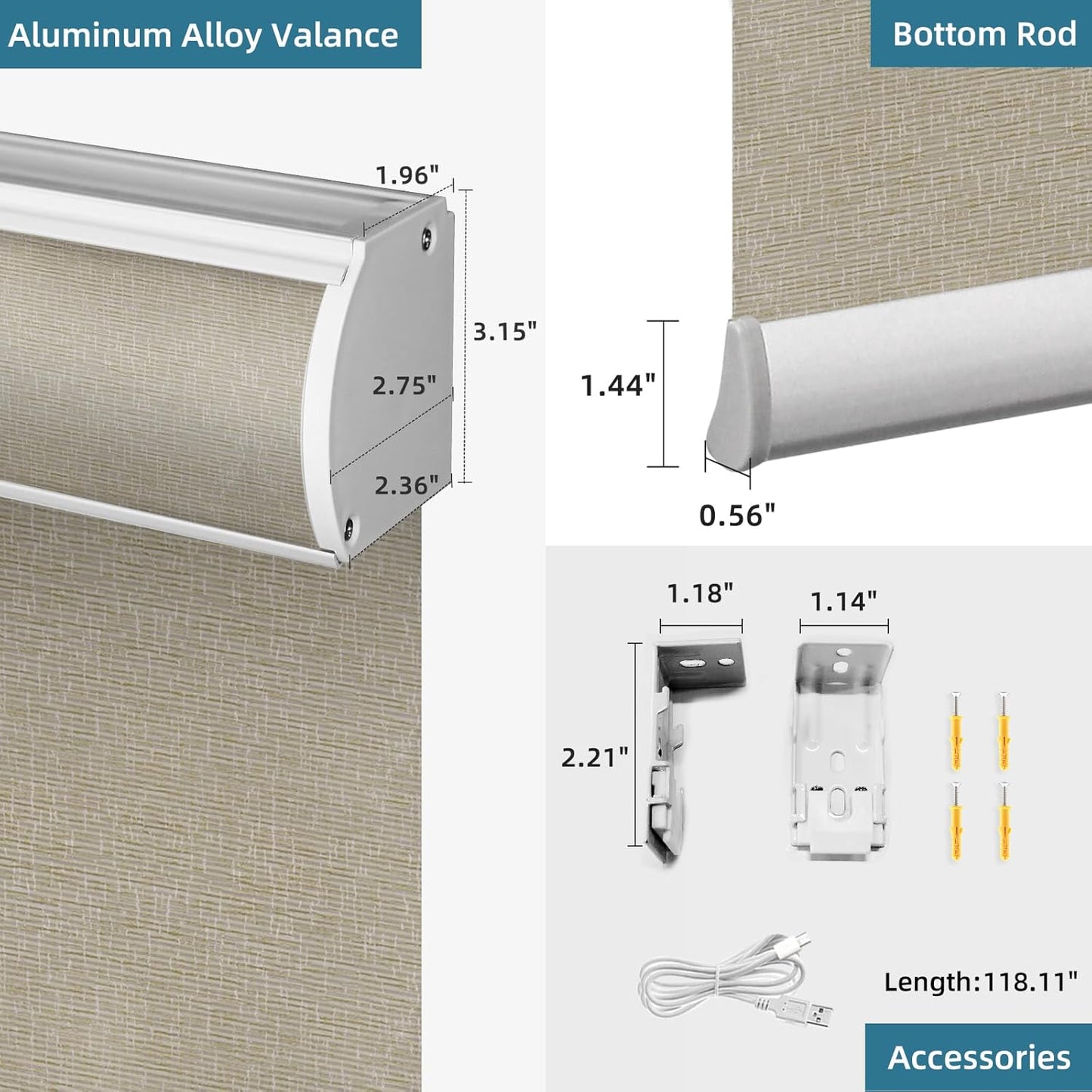 SmartWings Motorized Roller Shades Work with Homekit, Alexa Google, 100% Blackout Smart Blinds for Windows, Cordless Remote Control Window Shades, Safari White, Customized Size