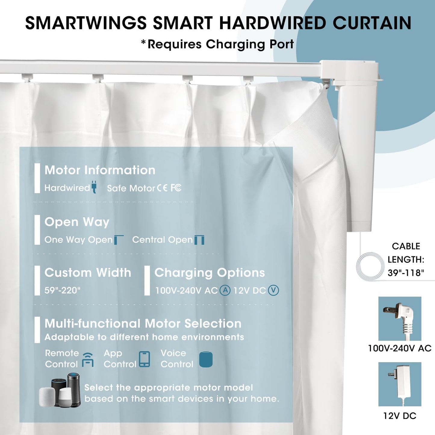 SmartWings Automatic Curtain Opener with Drapery, Motorized Vertical Blinds with Remote, Electric Closet Doors Sliding Panels Compatible with Alexa Google Homekit, Sheer Dazzling Profusion