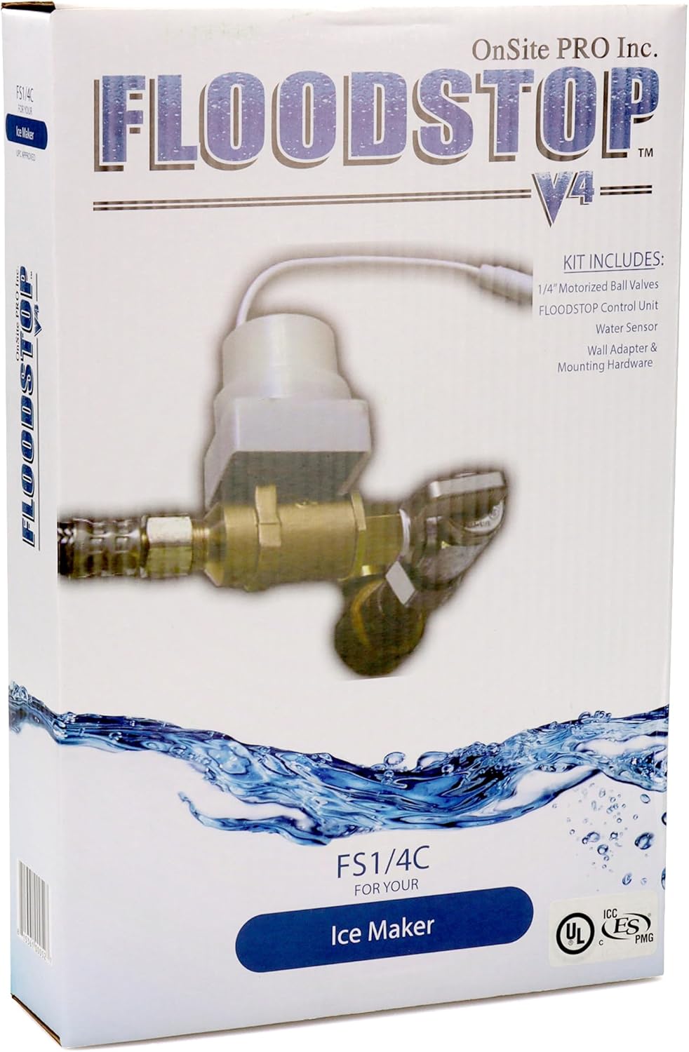 FloodStop Water Heater Leak Detector Kit with Automatic Water Shut-Off and Visual/Audible Alarms, 1/2" NPT MIP x FIP