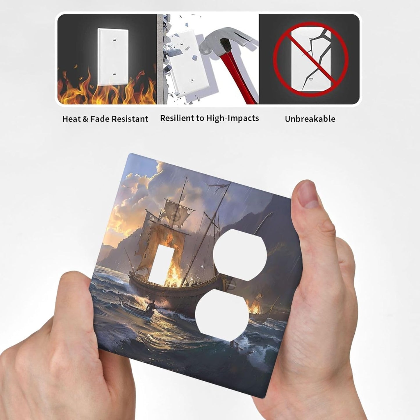 Outlet Covers Medieval Vintage Sailing Adventure Sailings Ocean Waves 1 Toggle 1 Duplex Switch Plate Covers Electrical Light Switch Cover Plate Decorative Wall Plate Socket Cover for Bedroom Cabin