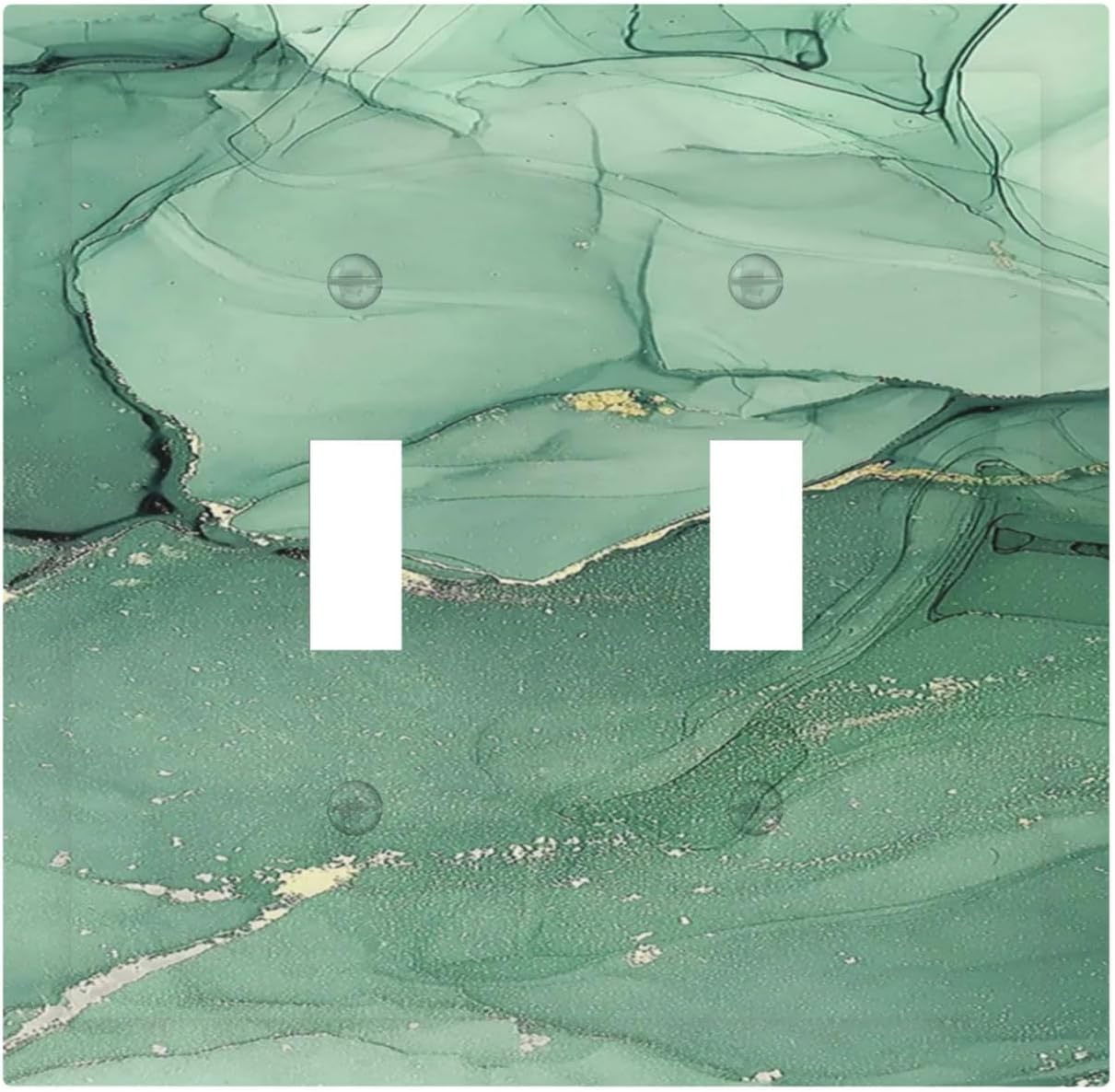 Decorative Switch Plates Simple Green Marble 2 Gang Double Toggle Outlet Light Switch Cover Wall Plate Electrical Faceplate for living Room Office Decor