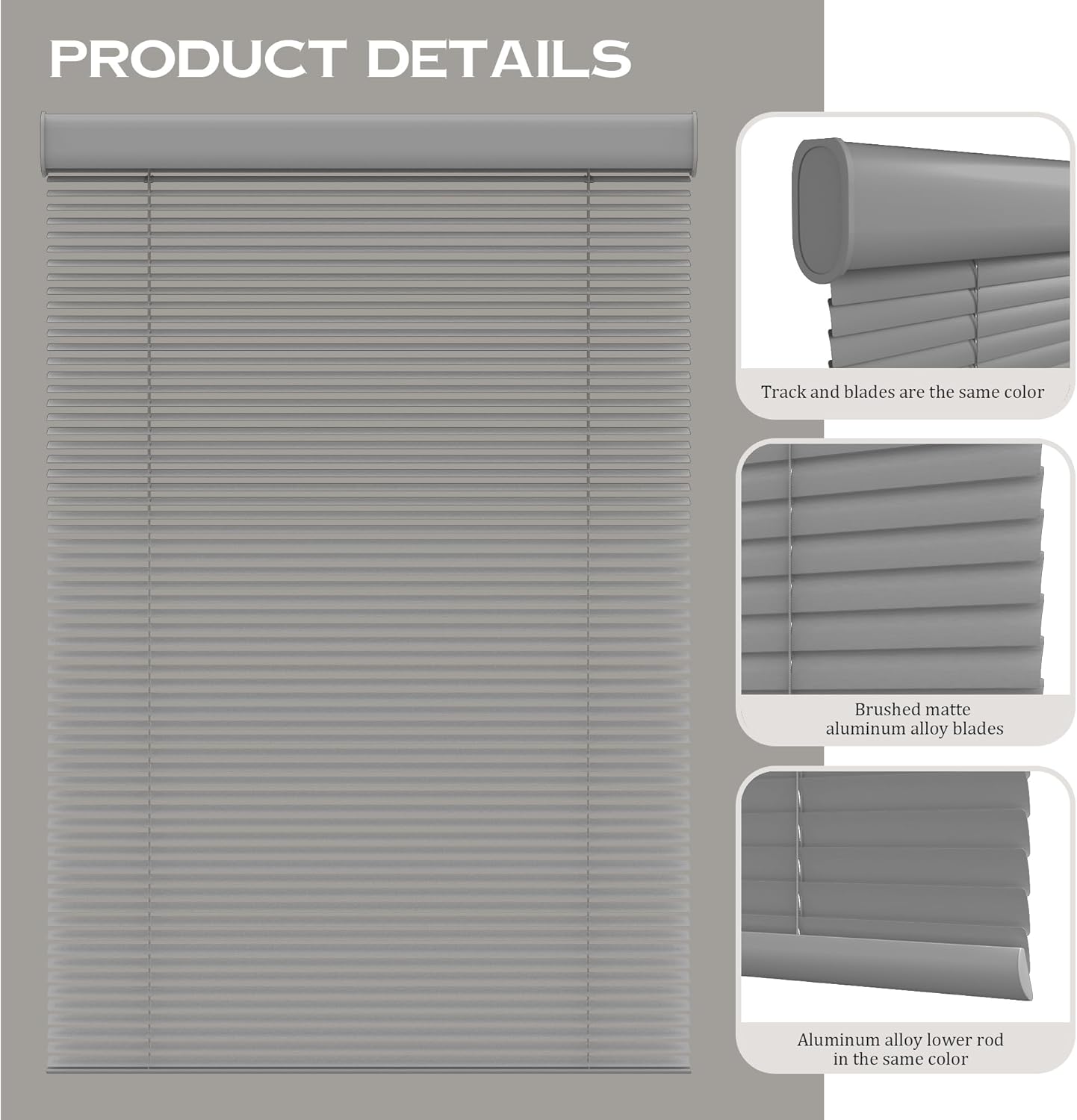 Motorized Cordless Aluminum Blinds with Remote, Automatic Room Darkening Horizontal Blinds for Indoor Windows, Light Adjustment Waterproof Blinds, Customized for Home Office, Gray