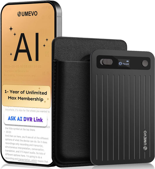 AI Voice Recorder with App Control : AI Transcription, Summarization & Mind Maps, Portable AI Note Taking Device with Case 64GB Memory Recording for Calls, Speeches, Meetings, Interviews(Black)