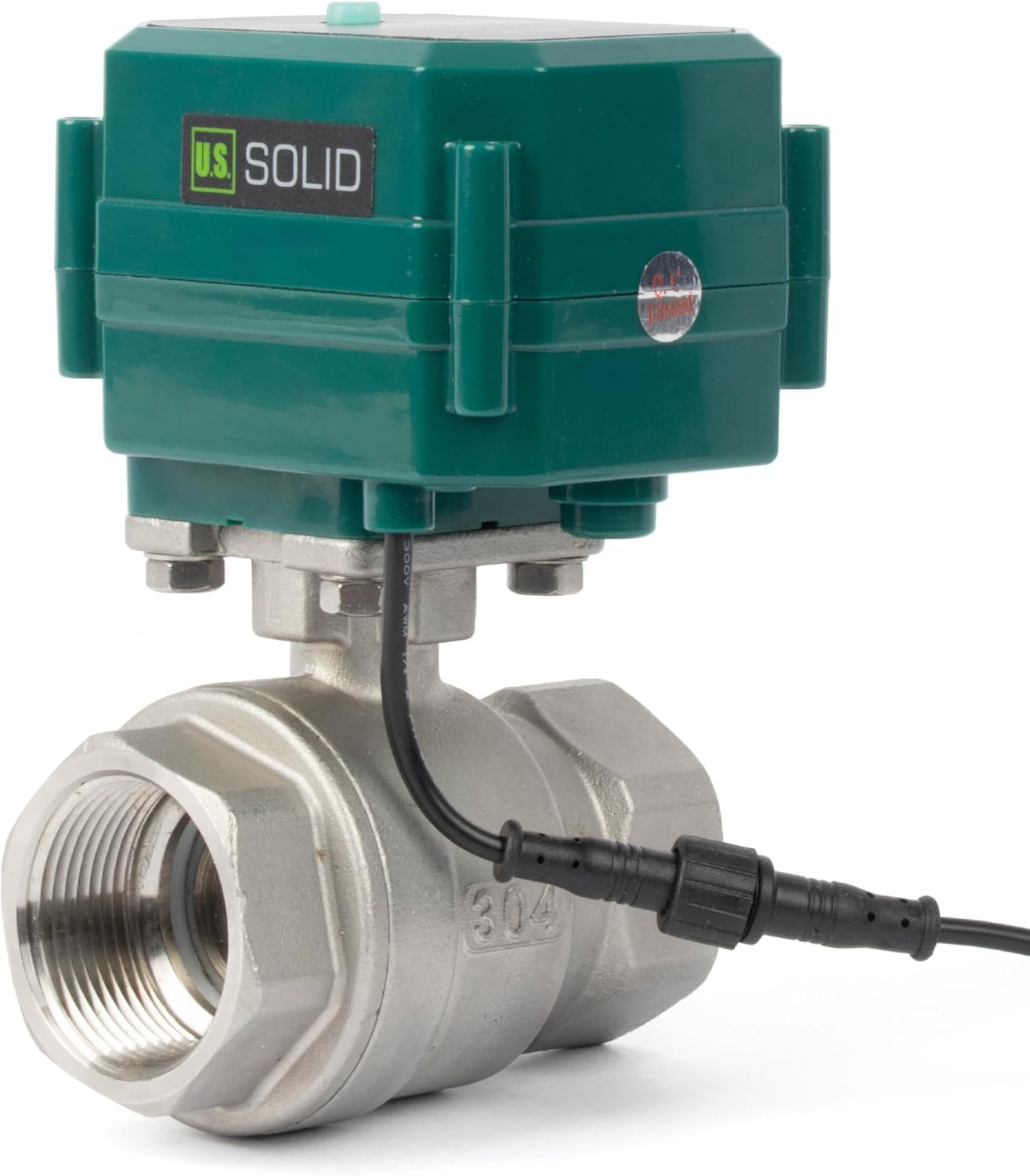 U.S. Solid 1-1/4" Smart Motorized Ball Valve - Remote App Mobile Control Stainless Steel Electrical Ball Valve with Manual Switch, 5V DC USB Connection