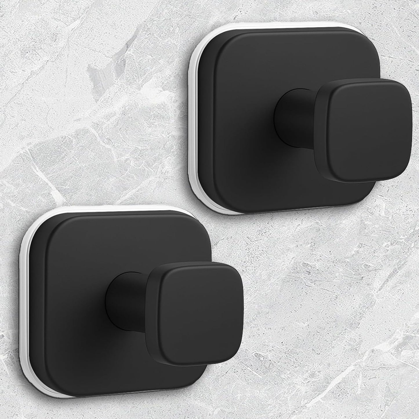 Shower Hooks for Inside Shower,Reusable Suction Cup Hooks for Glass Window,Mirror,Removable Towel Hooks for Bathroom,2 Pack(Black)