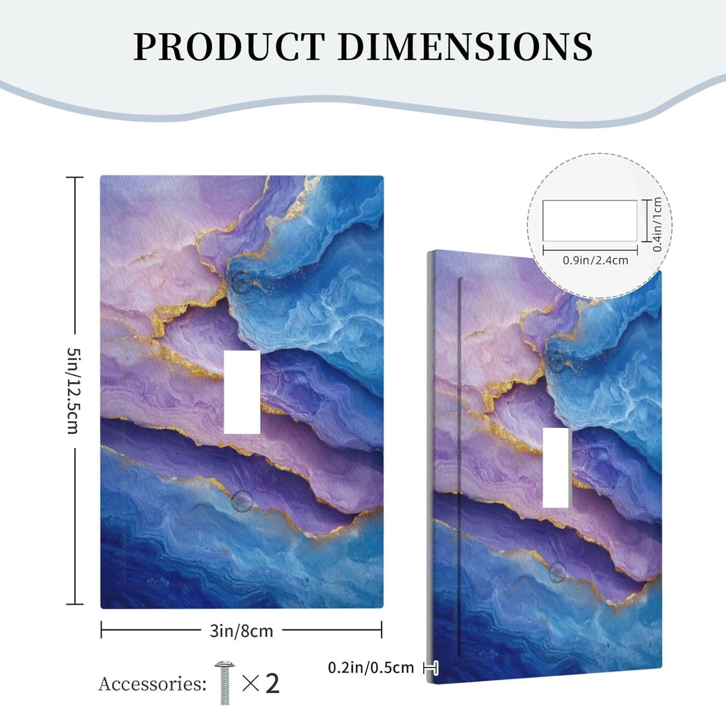 Decorative Light Switch Plate Covers Abstract Blue Purple Gold Marble Texture 1 Gang Light Switch Cover Plate Single Toggle Wall Plate Outlet Covers Faceplate for Bathroon Kitchen Decor