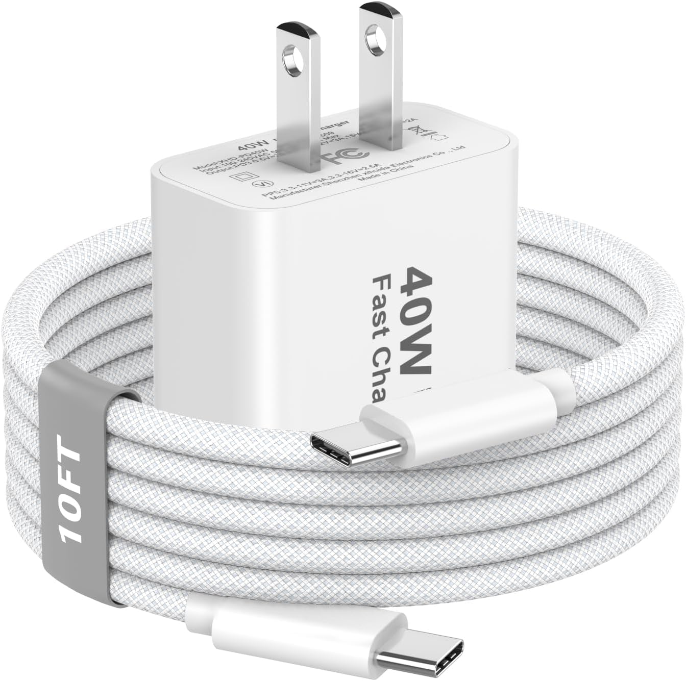 iPhone 17 Pro Max Charger Fast Charging, 40W USB C iPhone 17 16 15 Fast Charger Block with 10FT Long Woven Type C Charging Cable Cord for iPhone 17/17 Pro Max/17 Pro/Air/16/16 Pro Max/15/15 Pro Max