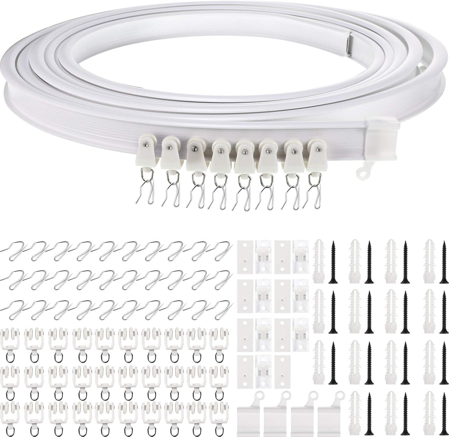 Jetec Curtain Tracks Ceiling Flexible Curtain Track Bendable Rail Curved Wall Mounted for Living Room Bedroom Divider Rod RV(5 Meter/ 16.4 Feet,White)