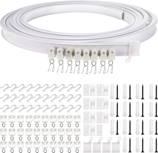 Jetec Curtain Tracks Ceiling Flexible Curtain Track Bendable Rail Curved Wall Mounted for Living Room Bedroom Divider Rod RV(5 Meter/ 16.4 Feet,White)