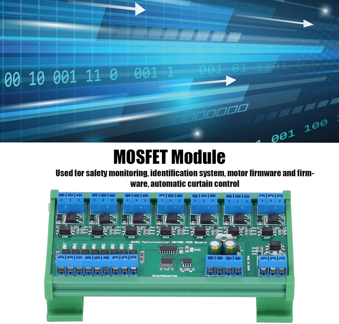 MOSFET Control Module 8 Channel Input Output RS485 Din Rail Mount Smart Home Automation Electronic Component for CCTV Camera System Motor Control
