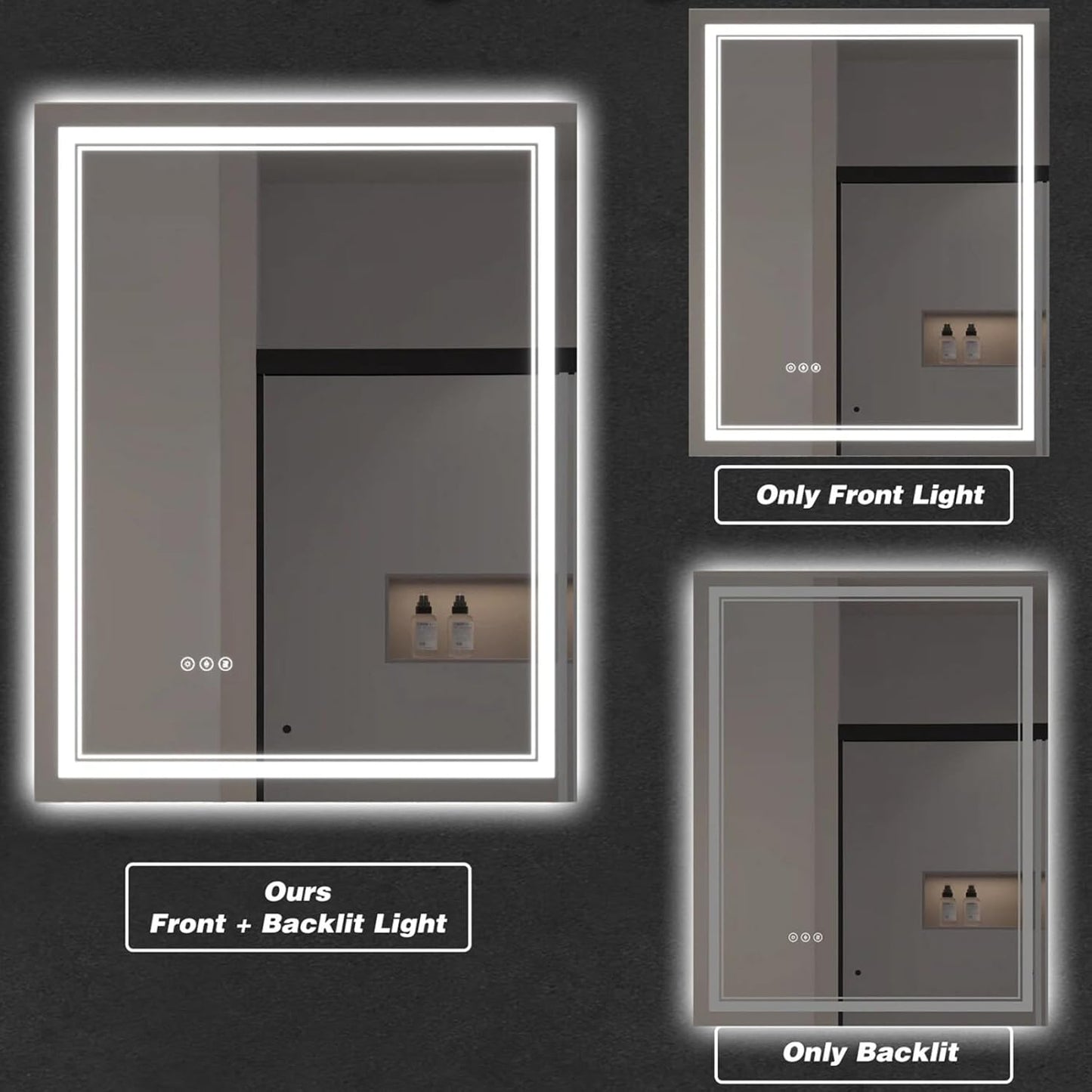 LED Bathroom Mirror with Lights, Wall Mirrors