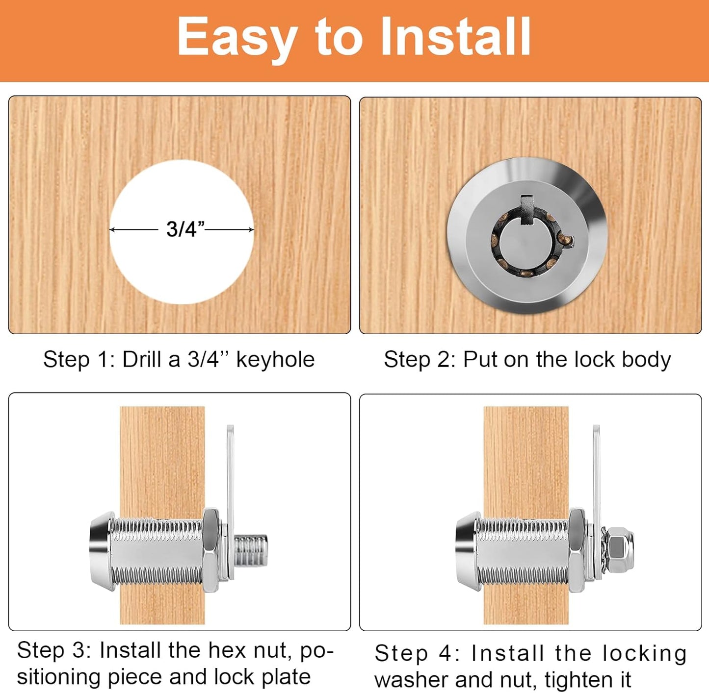 Cam Locks RV Storage Lock Keyed Alike,7/8" Cylinder Fits on 9/16" Max Door Thickness, RV Compartment, Camper, Trailer Replacement Set with 16 Keys, Chrome Finish