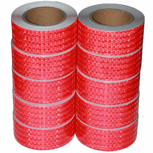 Red Reflective Tape Outdoor Waterproof 2 inch Wide, High Visibility Warning Industrial Marking Tape, Safety Stickers (68 feet,10 Rolls)