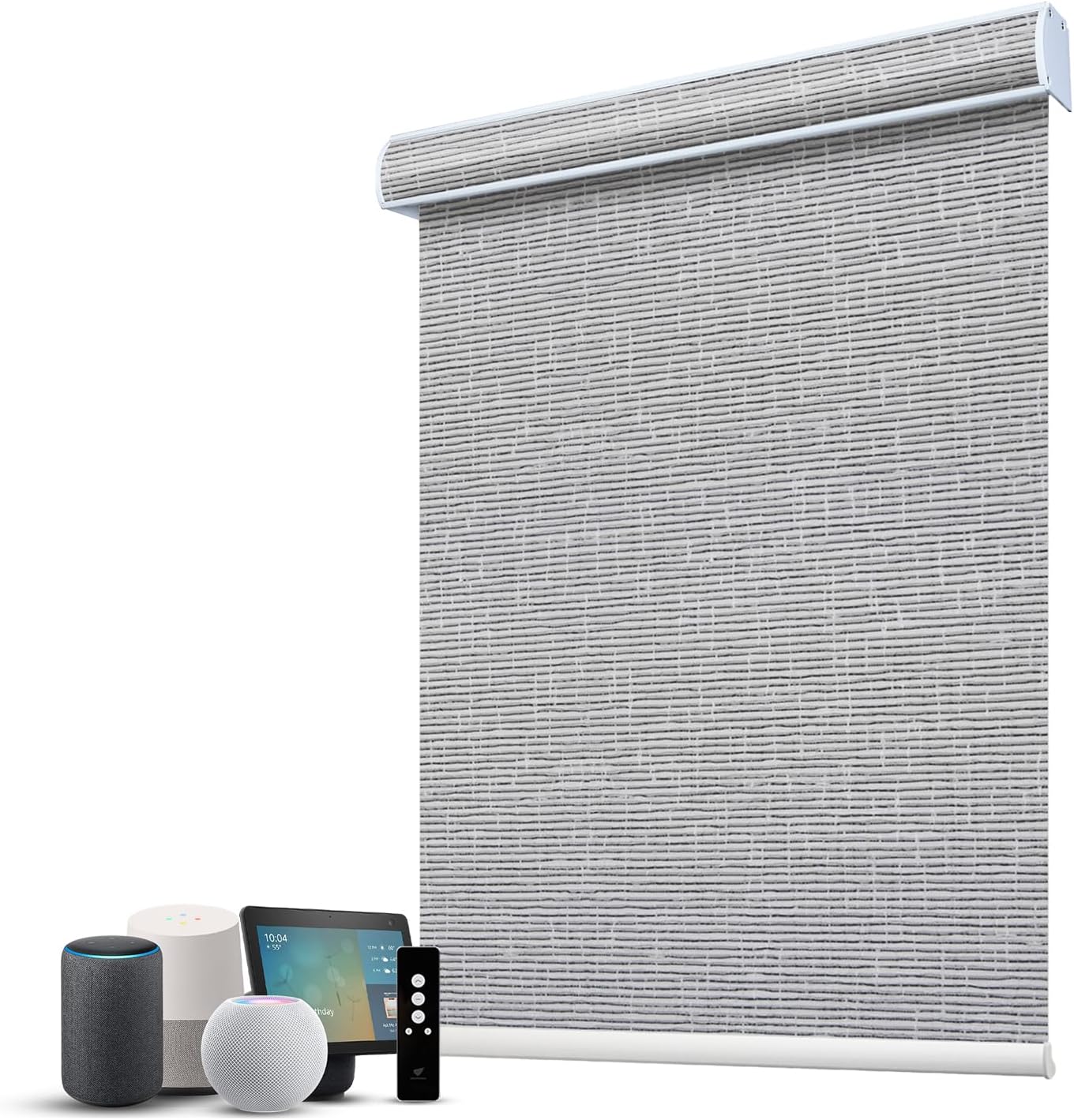SmartWings Motorized 100% Blackout Shades Blinds, Custom Size, Cordless Window Shades with Rechargeable Battery, Work with Matter/Apple HomeKit, Alexa, Thread/Zigbee, Remote Optional, Safar Rock Grey