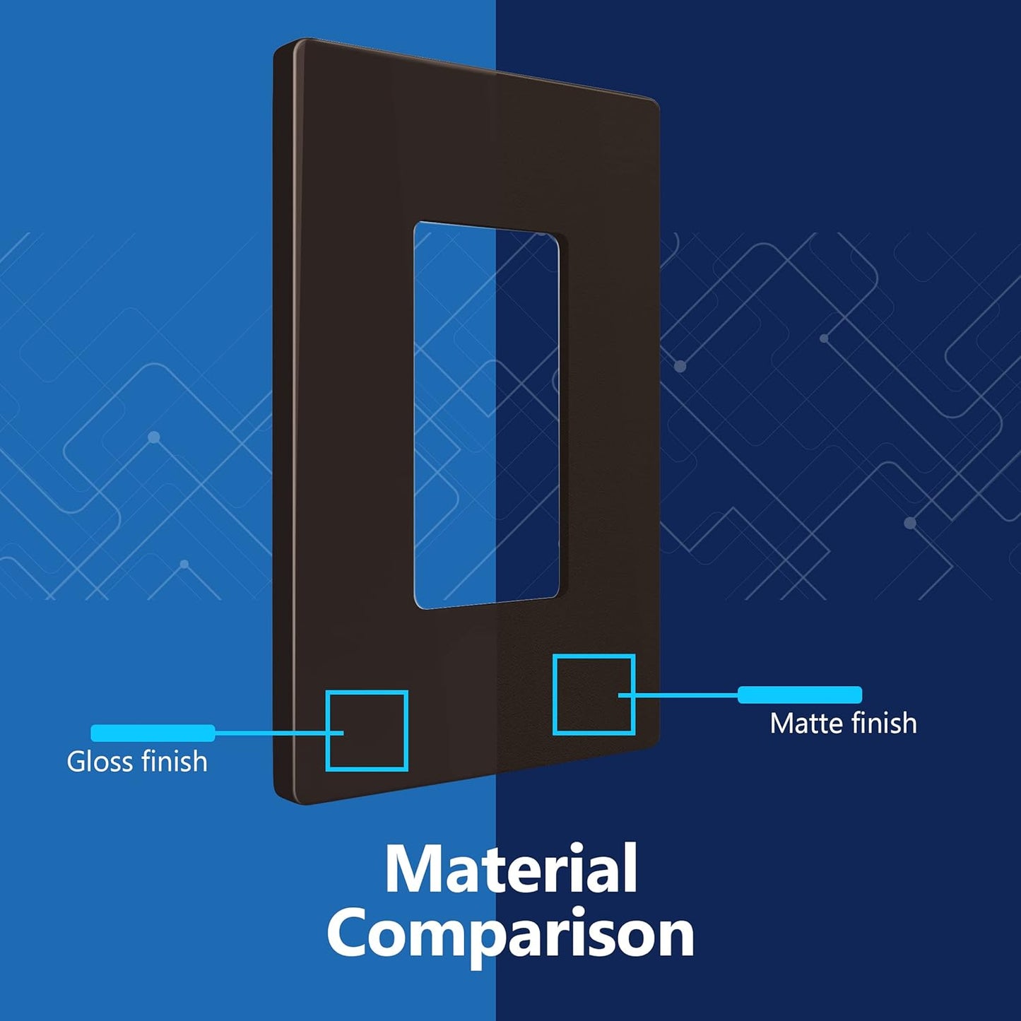 LIDER Matte Finish Decorator Switch Cover, Screwless Wall Plate, Mid-Size 1-Gang 4.88" x 3.11", Unbreakable Polycarbonate Thermoplastic, UL Listed, LSWP-31M-BR10P, Brown, 10 pack