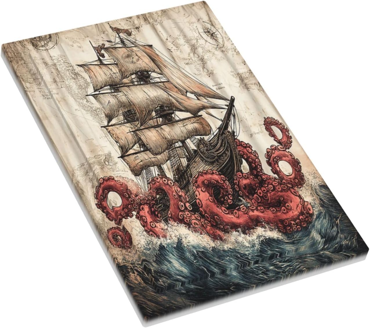 Light Switch Cover Plate Vintage Octopus Ocean Sailboat Bizarre Adventure 1 Gang No Device Blank Electrical Wall Plates Faceplate Decorative Switch Plate for Bathroom Kids room Decor