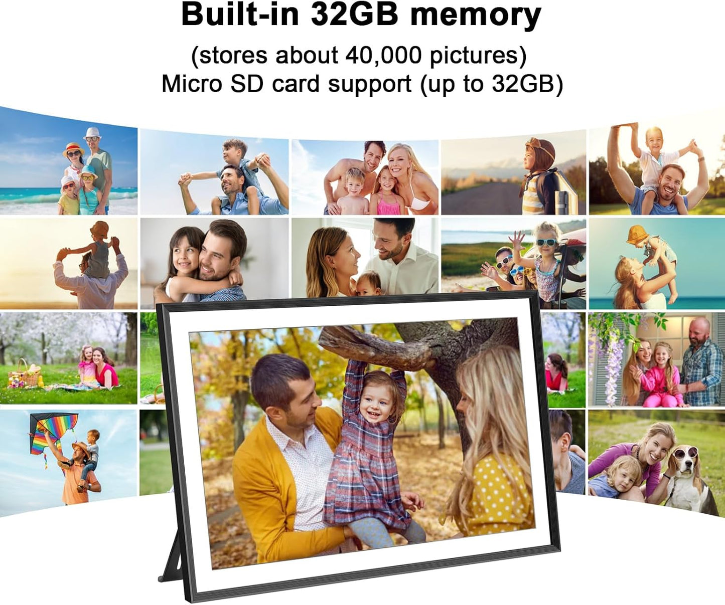 SSAWIFIFRAME Digital Picture Frame 15.6 inch Large 32GB WiFi Digital Photo Frame, Easy to Share Photos and Videos via Free App, IPS Touch Screen, Auto-Rotate, Send 50 Photos one time no Limit