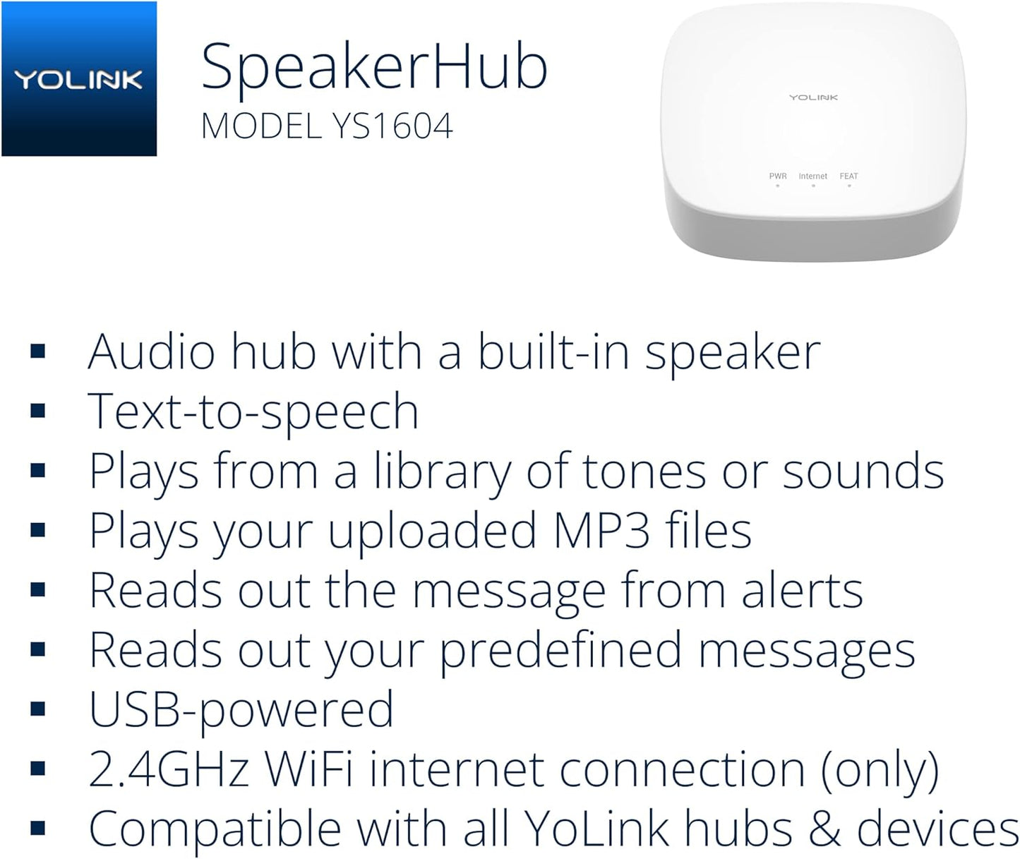 YoLink LoRa Smart Door Sensor Starter Kit: SpeakerHub Audio Hub & Door Sensor - Up to 1/4 Mile Range, Door Left-Open Reminders, up to 5 Year Batteries, Alexa, IFTTT, Home Assistant (2.4GHz WiFi Reqd)