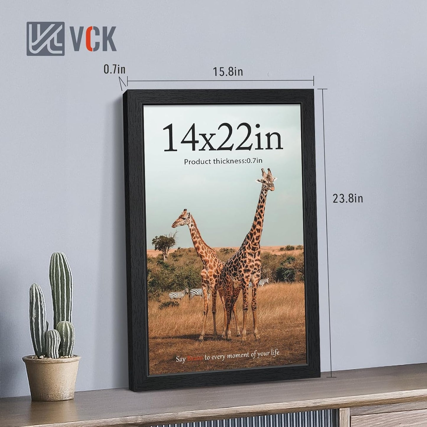 VCK 14x22 Picture Frames Black Set of 6, Wide Border Wood Poster Frame, Multi-Directional Display Family Photos, Office Prints, Studio/Gallery Artwork, Woodgrain Series, Wall Hanging