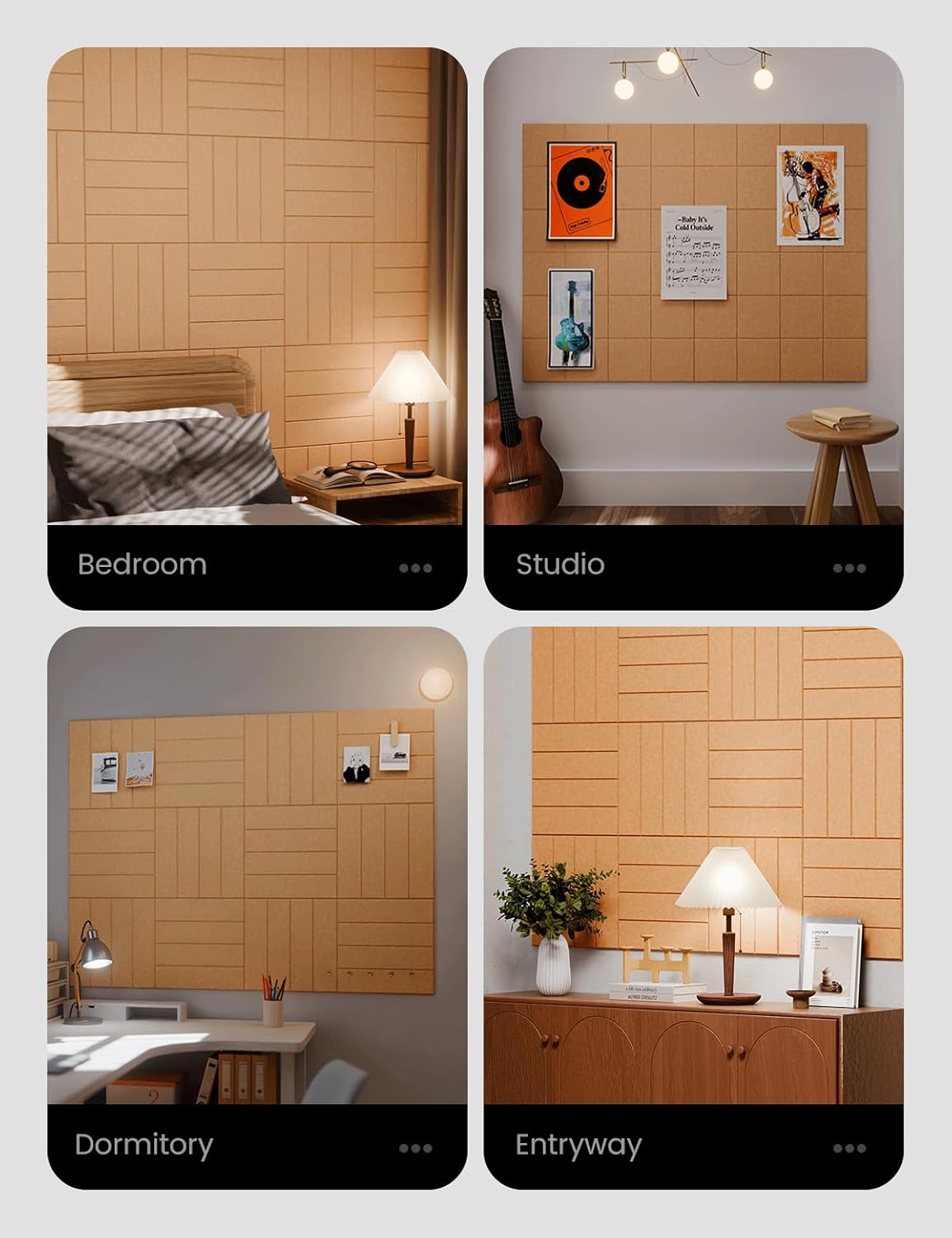Large Felt Bulletin Board 48" x 36" Cork Board Alternative-12 Pack with 70 Safe Removable Adhesive Tabs, Cork Boards for Walls for Home Office Classroom Pin Board-Mustard Yellow