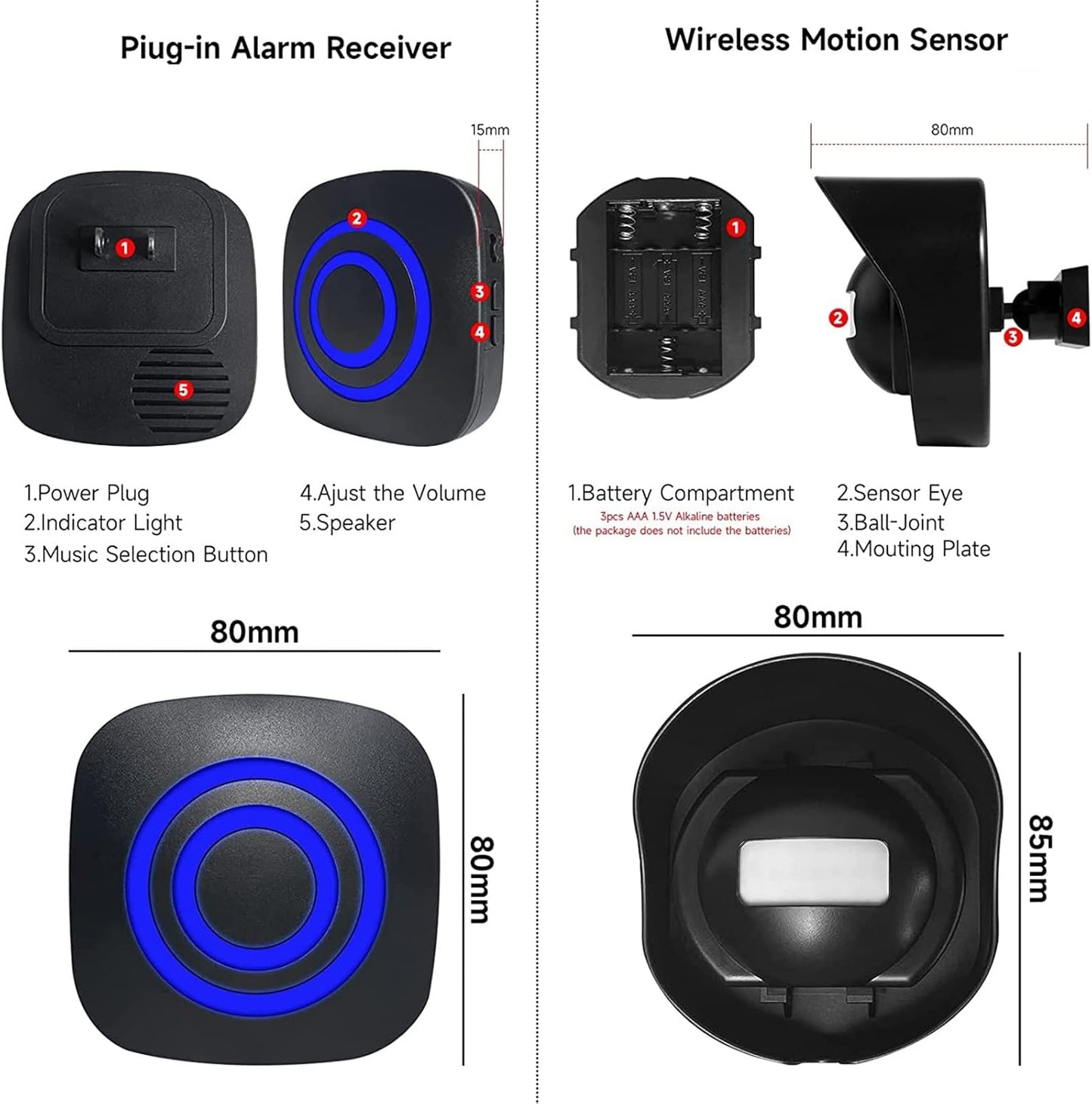 Motion Detector Sensor Alarm, SiegenPro Driveway Alarm Wireless, Home Security Business Motion Sensor Alarm Indoor Outdoor Weatherproof