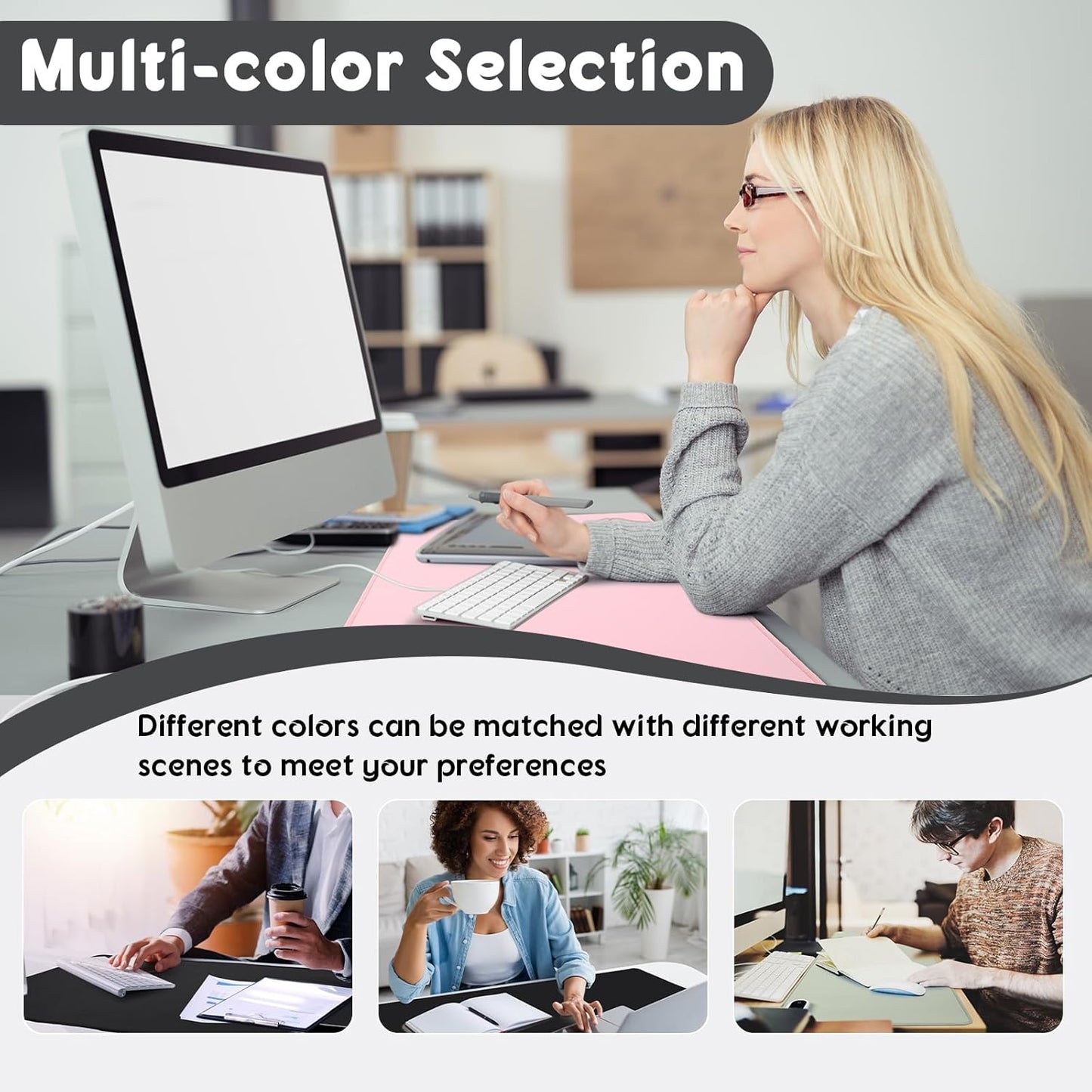 Konohan Heated Large Desk Mat PU Leather Warm Mouse Pad with 5 Heating Level & 4 Hour Auto Shut-Off Heating Keyboard Pad Warmer Gaming Mice Mat Only Supports 110v(Black Color,35.4"x 14.2")