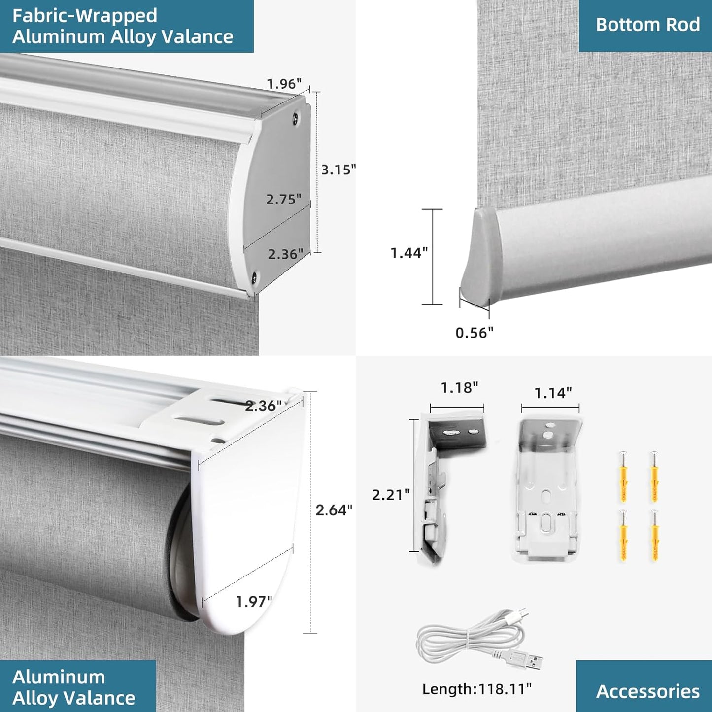 SmartWings Motorized Blinds Shades for Window Remote Control Work with Apple Homekit Thread Z-Wave Alexa Blackout Dual-Sided Automatic Smart Roller Shade Customized 16"-110" W (Bouvardia Light Grey)