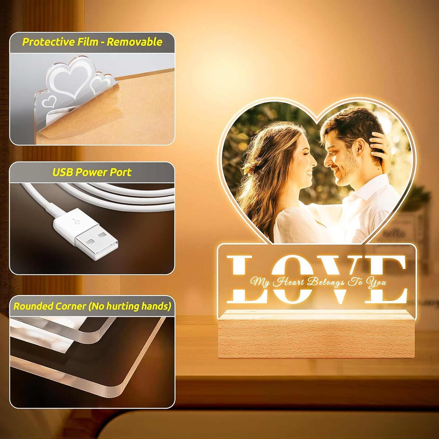 Custom Picture Frames with Photo, Personalized Photo Frame, Customized Picture Frame, Personalized Anniversary Valentines Day Gifts for Women Men Her Him Girlfriend Boyfriend Couple Wife