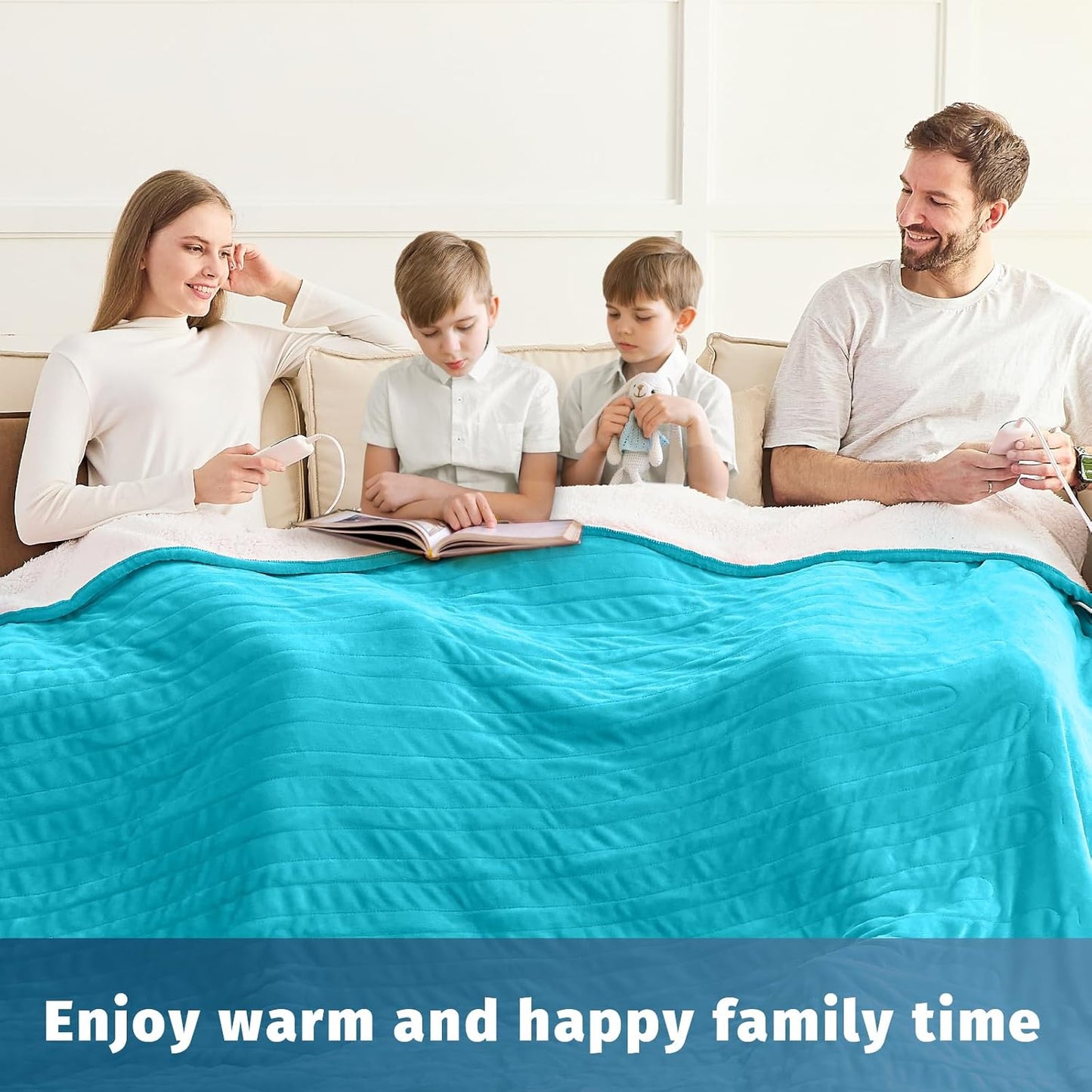 Heated Electric Blanket King Size - 90" x 100" Heating Blanket with Dual Control, 10 Heating Levels & 8 Hours Auto Off, Soft Warm Flannel Blanket, Christmas Birthday Gifts for Senior Grandma