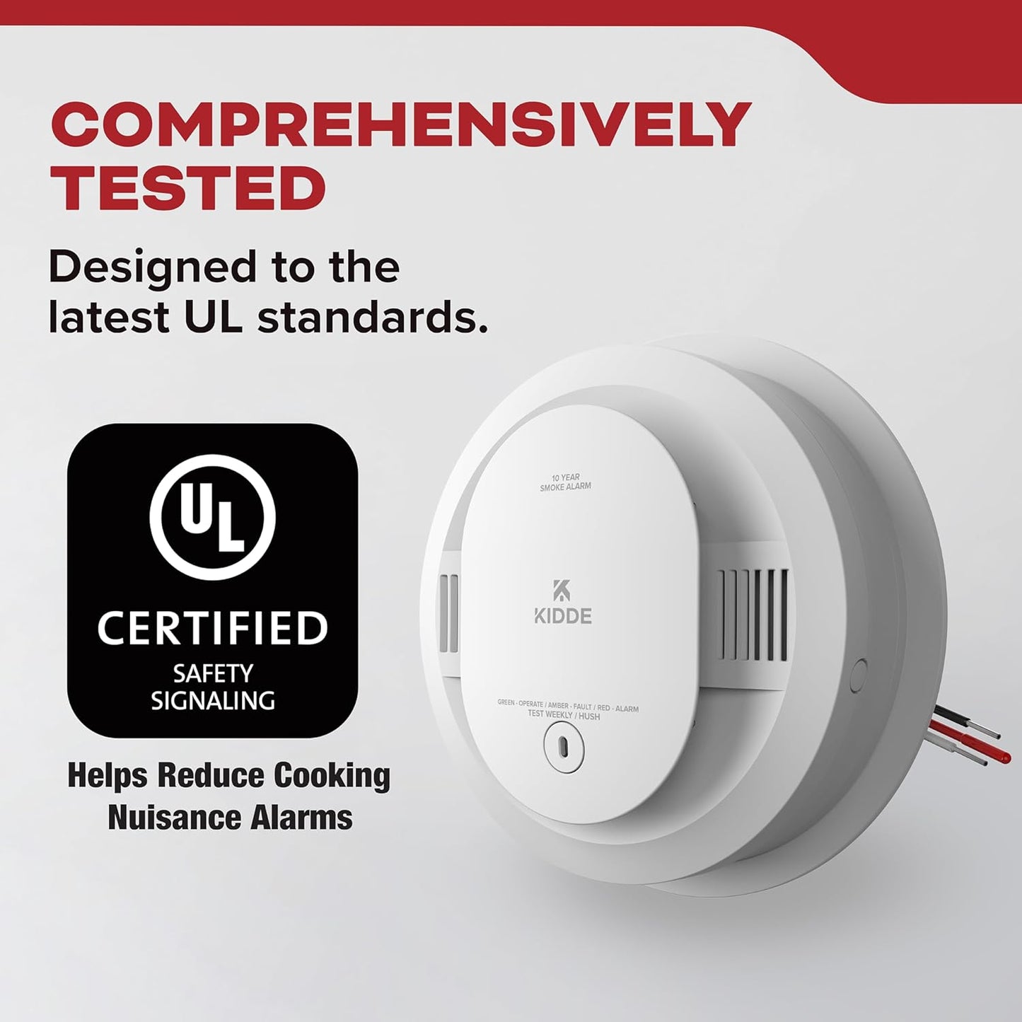 Kidde Hardwired Smoke Detector, 10-Year Battery Backup, Interconnectable, LED Warning Light Indicators, 2 Pack