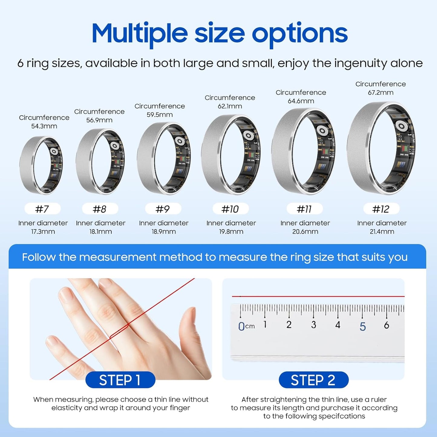 Smart Ring Health Tracker， Sleep/Exercise Monitoring, iOS/Android, IP68 Waterproof, No Subscription, 5-Day Battery for Women & Men (Gold, 10)
