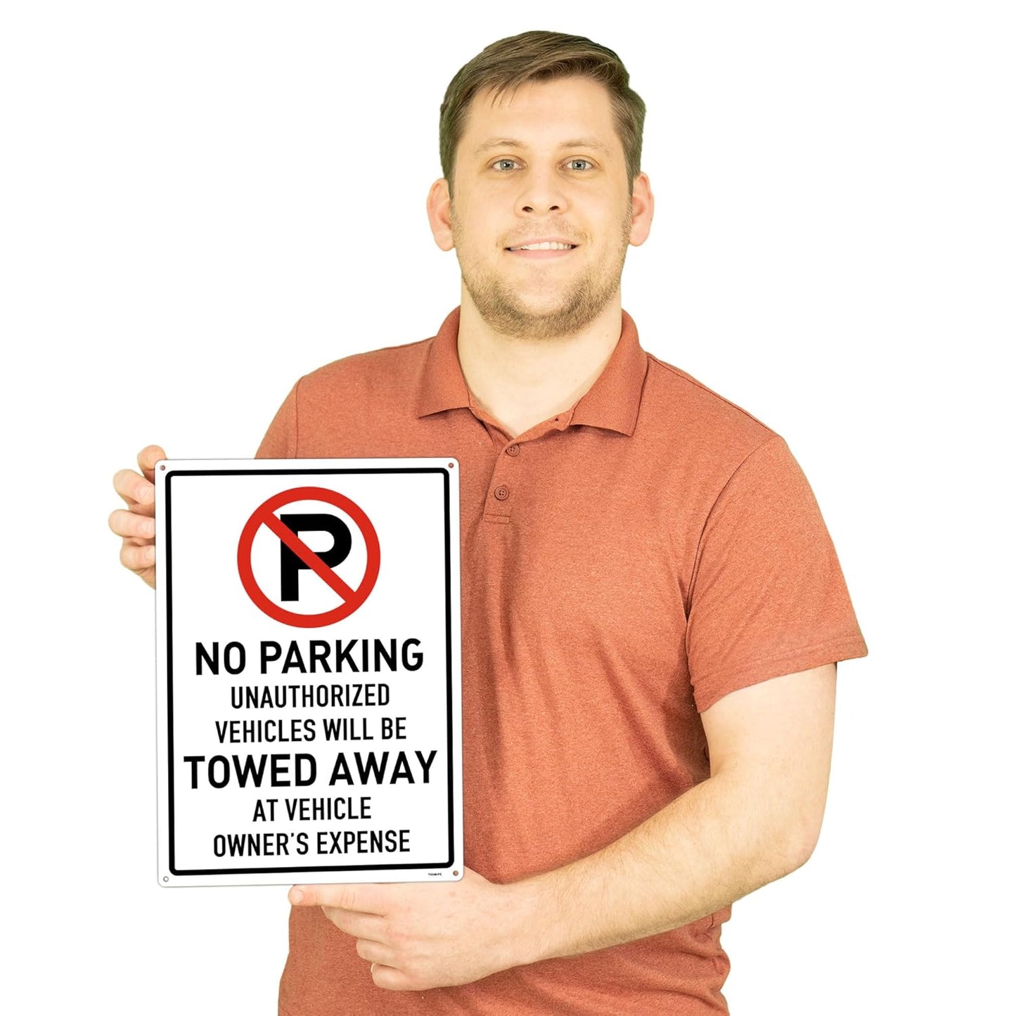 Brimar 10"x14" No Parking Vehicles Towed Away Sign - Aluminum, Weatherproof, Highly Visible, Effective Deterrent for Unauthorized Parking