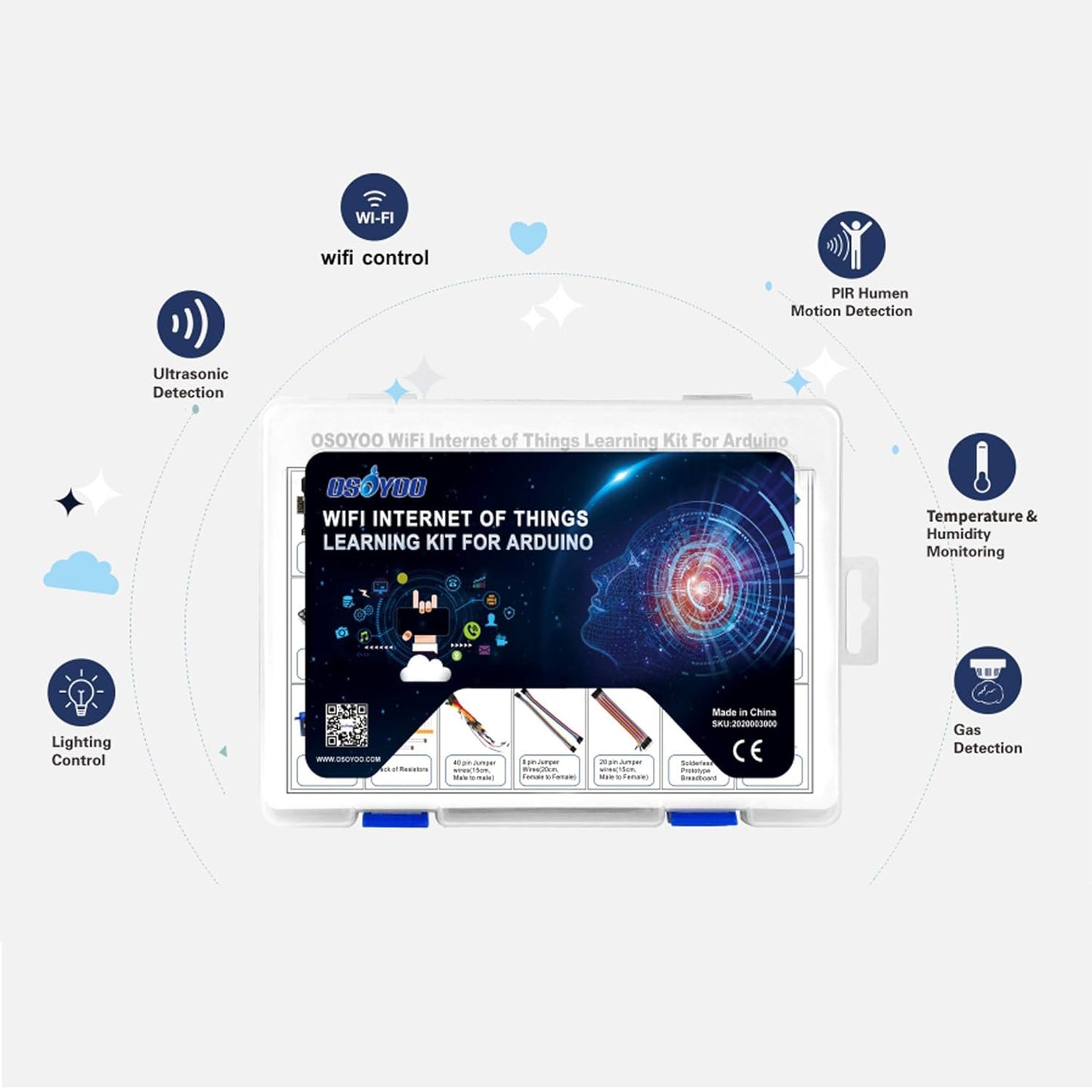 OSOYOO WiFi Internet of Things Learning Kit for Arduino | Include ESP8266 WiFi Shiled | Smart IOT Mechanical DIY Coding for Kids Teens Adults Programming Learning How to Code