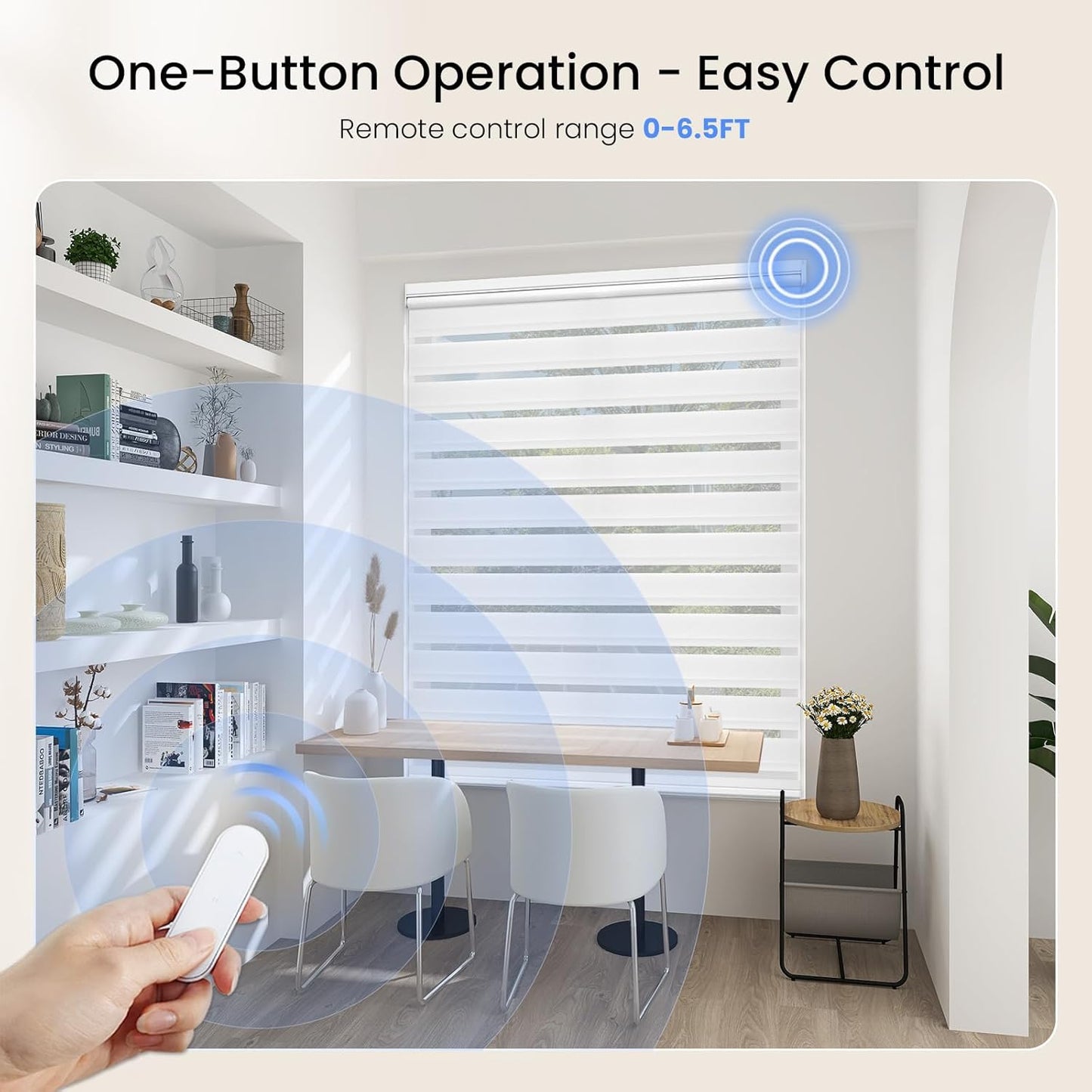Grandekor Motorized Zebra Blinds with Remote Control,Smart Zebra Blinds for Windows,Electric Zebra Shades, White,30" W x 72" H