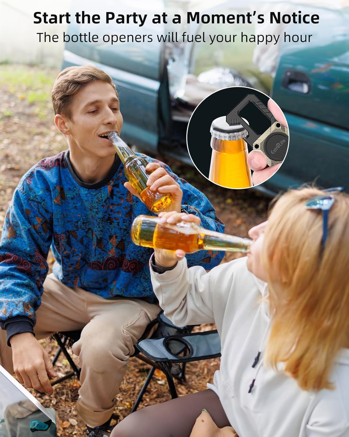 Keychain, Works with Apple Find My, Heavy Duty Key Chain Bottle Opener, Carabiner Car Key Chains with GPS Tracker, Key Finder, Bluetooth Tracker for Luggage, Kids, Bags, Rechargeable, Champagne Gold
