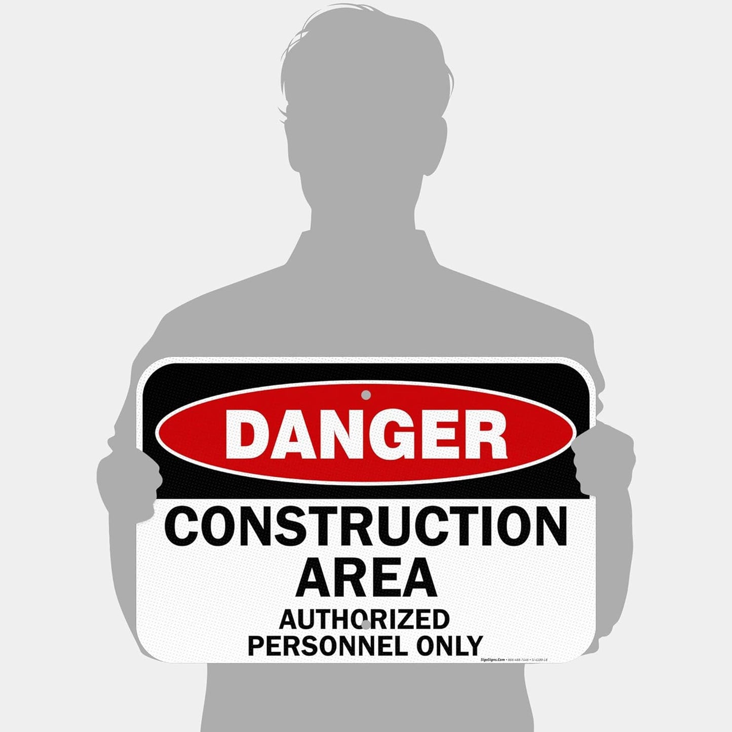 Danger Construction Area Sign, Authorized Personnel Only Sign, 12x18 Inches, 3M EGP Reflective .063 Aluminum, Fade Resistant, Easy Mounting, Indoor/Outdoor Use, Made in USA
