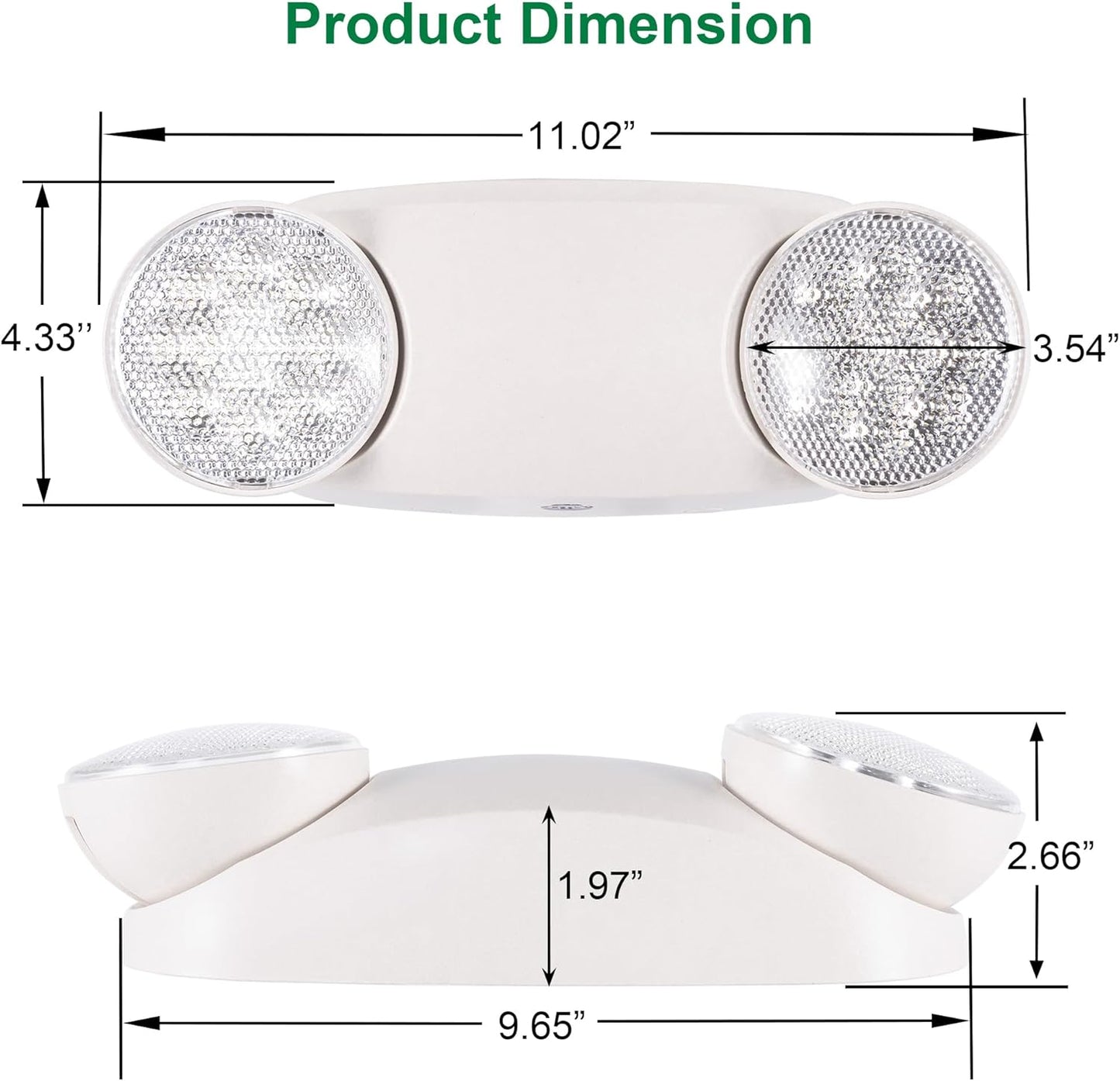 GRUENLICH LED Emergency Light, Exit Lighting Fixtures with 2 LED Bug Eye Heads and Back Up Batteries, UL 924 Qualified, 120/277 Voltage, 1-Pack