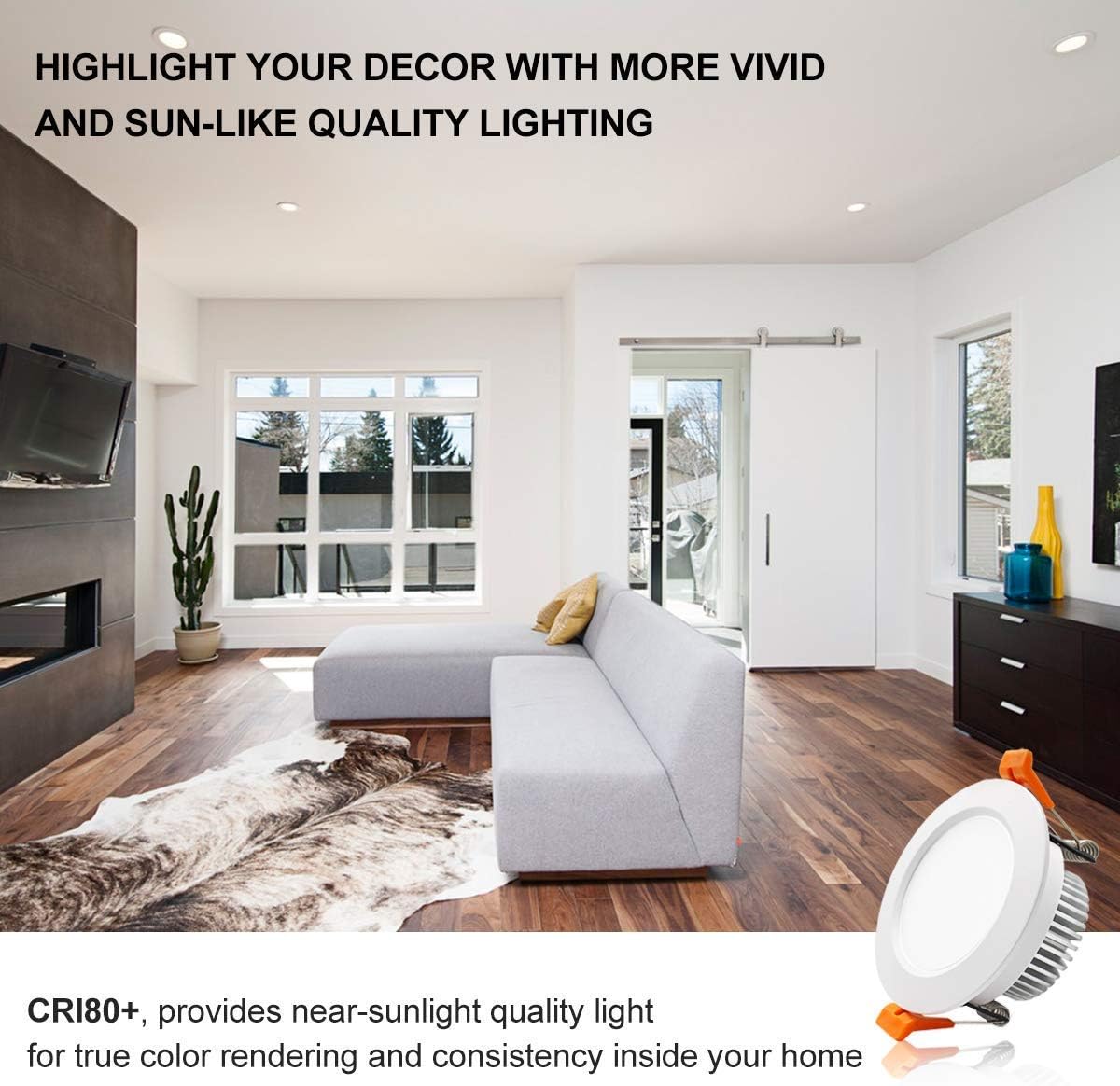 YGS-Tech 2 Inch LED Recessed Lighting, Dimmable Downlight 3W(35W Halogen Equivalent), CRI80, 5000K Daylight White Ceiling Light with LED Driver(1 Pack)