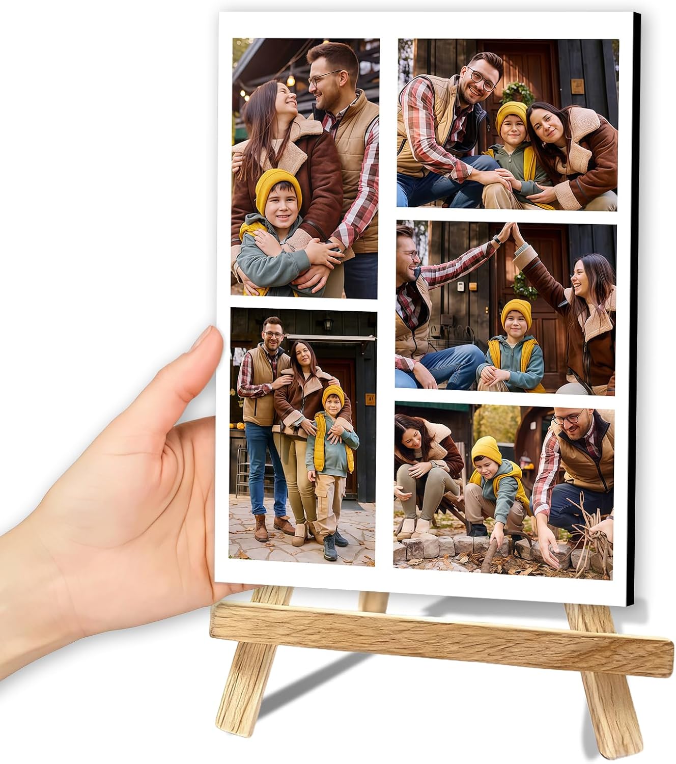 Custom Photo Frame with Stand, Personalized Picture Display, MDF and Wood Construction, Desktop Decor, Multiple Designs, Customizable Gift for Family and Friends