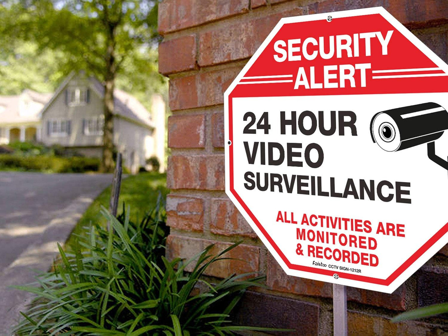 Video Surveillance Signs (2 Pack) 12 x 12 Rust Free .040 Aluminum Security Warning Reflective Metal Signs, Indoor or Outdoor Use for Home Business CCTV Security Camera, UV Protected & Waterproof