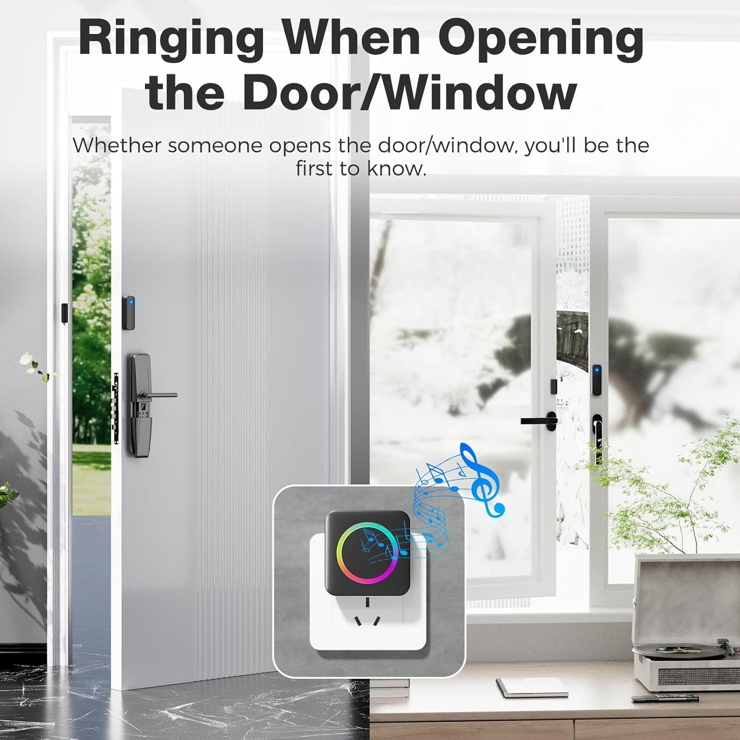 Door Alarm, Satisure Wireless Door Sensor Chime When Door Opens, Door Entry Alarm Chime for Business/Home/Kids, Door Alarm Door Ringer Alert (1 Chime+2 Sensors)