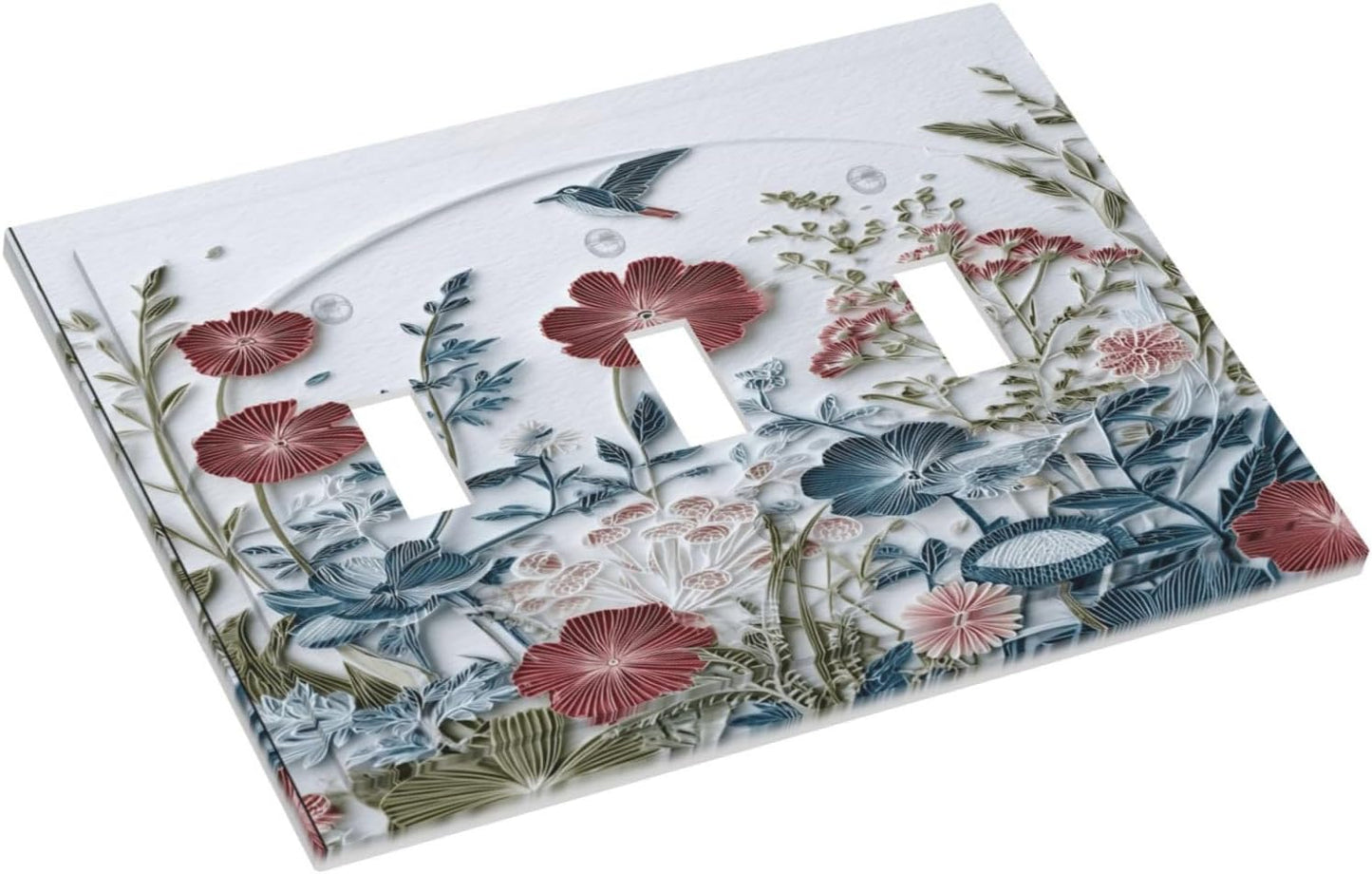 Wildflowers Flowers Floral Plants 3 Gang Triple Toggle Wall Plate Cover Decorative Light Switch Covers Electrical Faceplate Switch Plates for Bathroom Kitchen Home