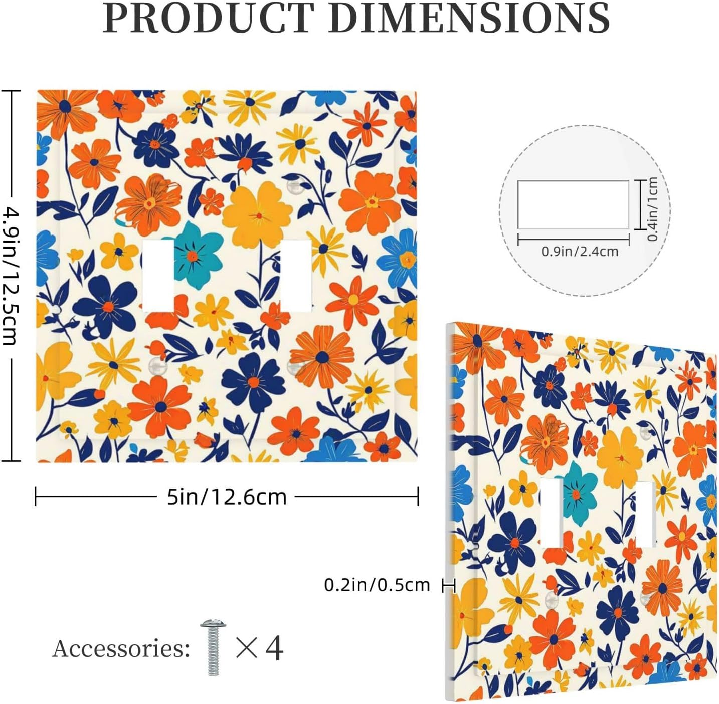 Nature Flowers Botany Plant Art Floral Decorative Switch Plates 2 Gang Double Toggle Outlet Light Switch Cover Wall Plate Electrical Faceplate for Bedroom Bathroom Decor