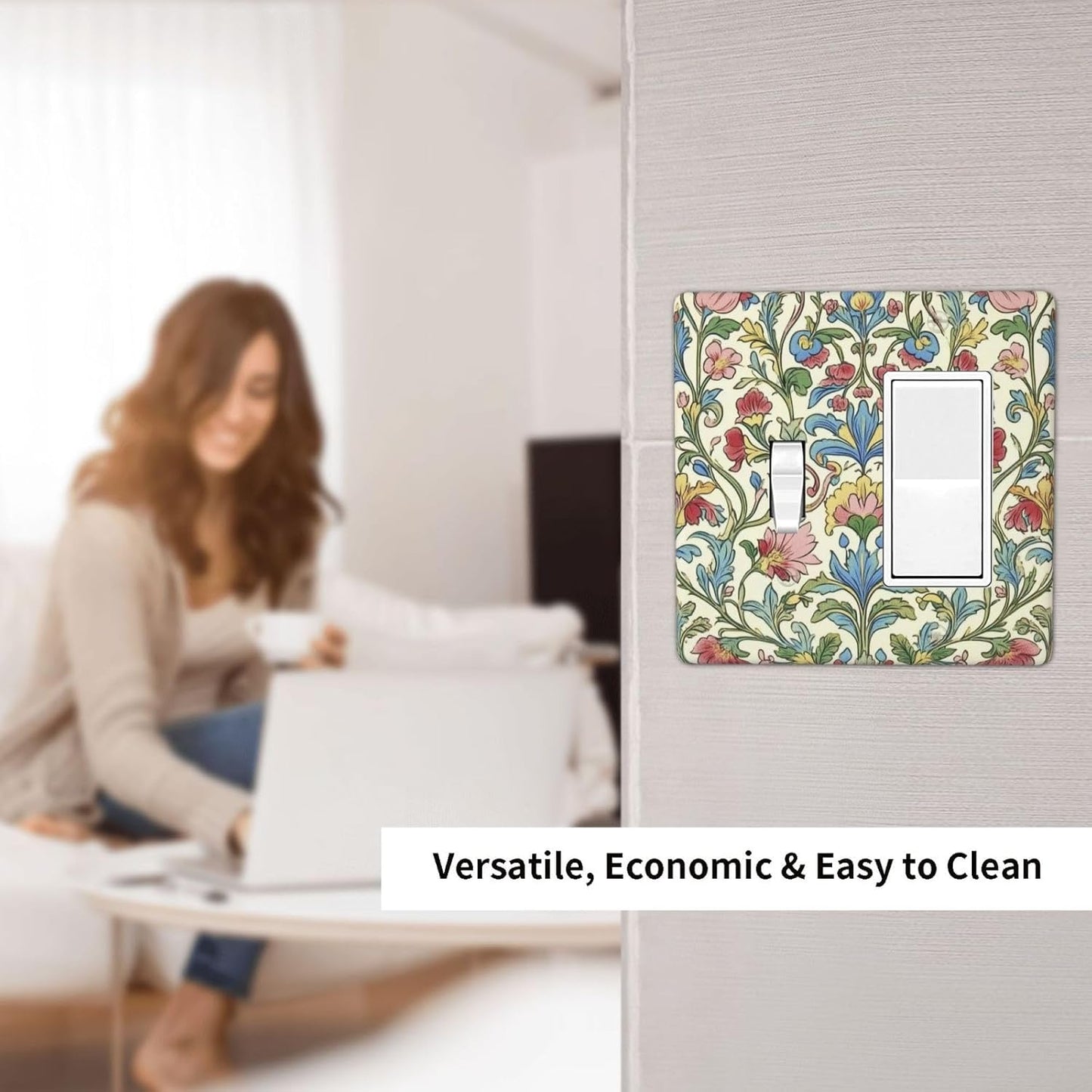 Outlet Covers Boho Red Floral Morris Plant Leaves 1 Toggle 1 Rocker Combination Decorative Wall Plate Electrical Switch Plates Light Switch Cover Plate For Farmhouse Cabin Decor