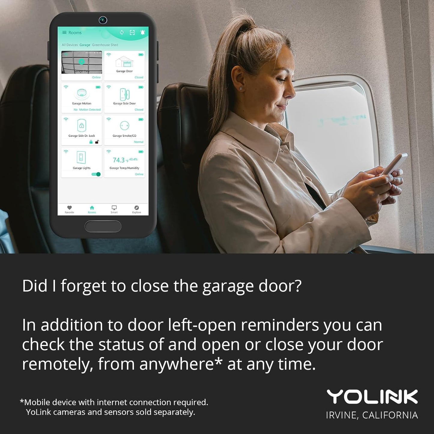 YoLink Garage Door Controller - Remote Control Existing Garage Door Opener, 1/4 Mile World's Longest Range Garage Door Operator Controller, YoLink Hub Required