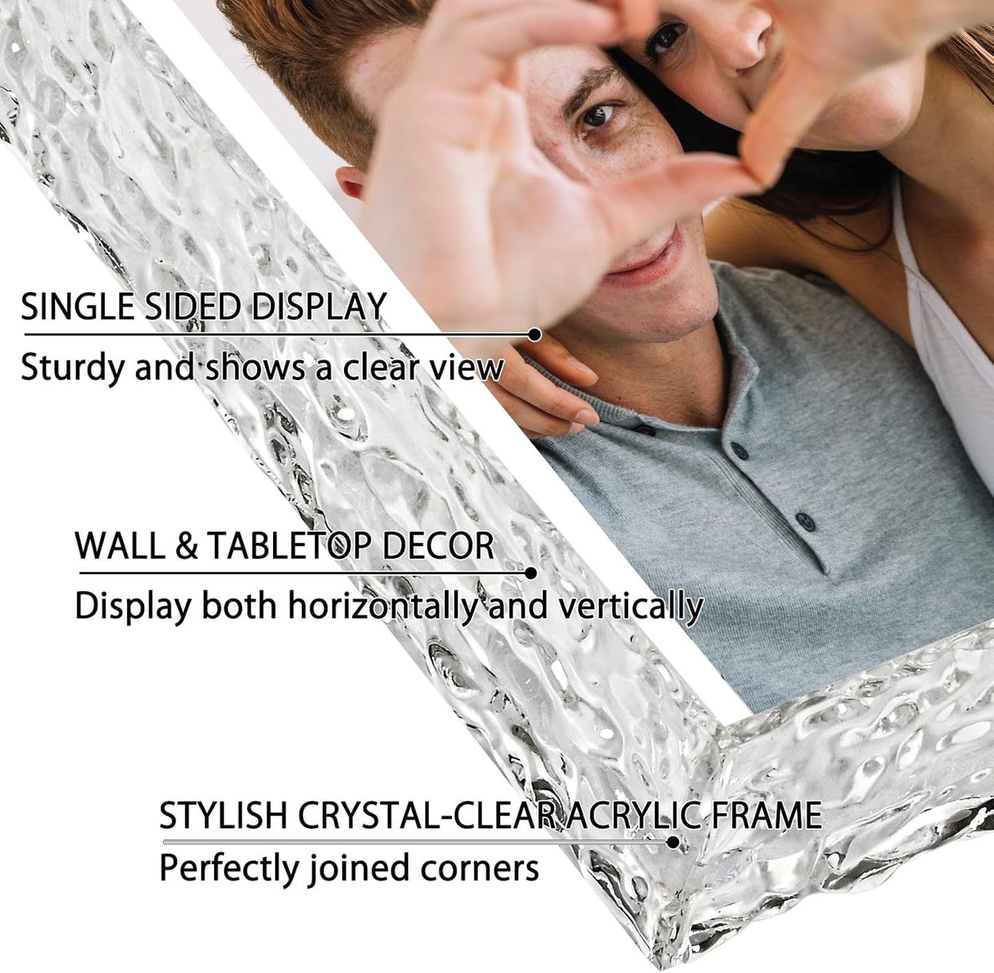 8x10 Picture Frames, Refined Crystal-Clear Acrylic Photo Frame, Wall & Tabletop Display Frames, Modern Floating Style for Home Office Decoration, Transparent (1 Pack)