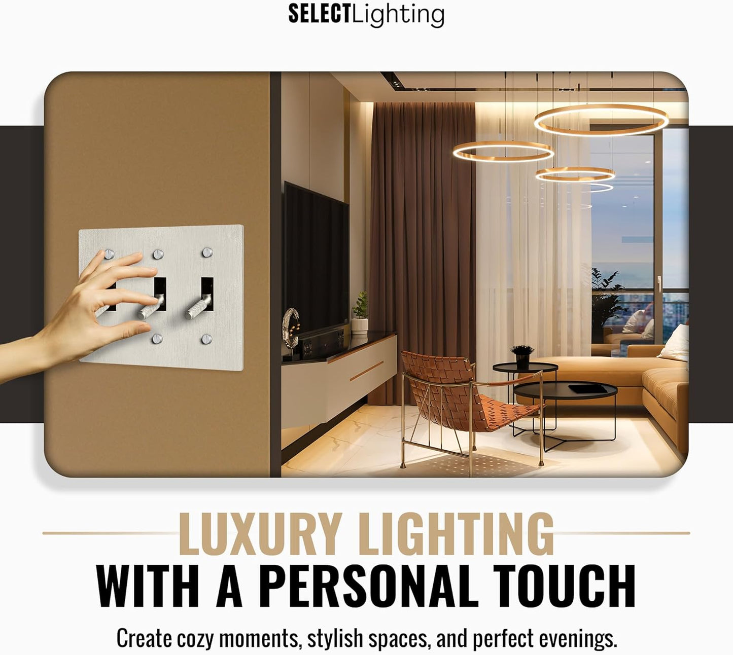 Select 15A 120V AC 3-Gang Toggle Switch, Vintage Satin Nickel Plated Single Pole 3 Way Compatible Wall Mount Toggle Switch, Included Faceplate & Switch Module, UL Listed