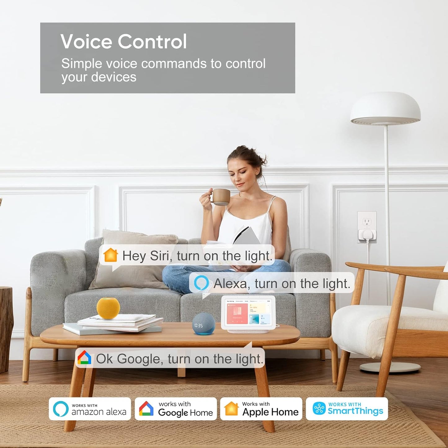 Onvis Matter Over Thread Smart Plug, Smart Mini Outlet, Works with Apple Home, Alexa & Google Home, 15A/1800W （4Pack）