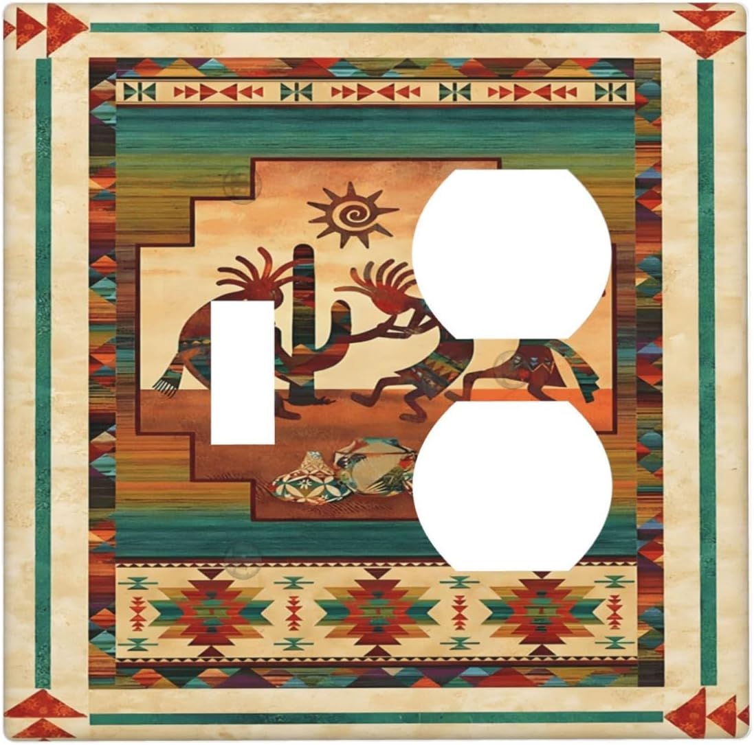 Decorative Outlet Covers Native American African Afro 2 Gang Wall Plate Single Toggle Duplex Light Switch Cover Switch Plate Covers Faceplate for Home Bedroom Decor